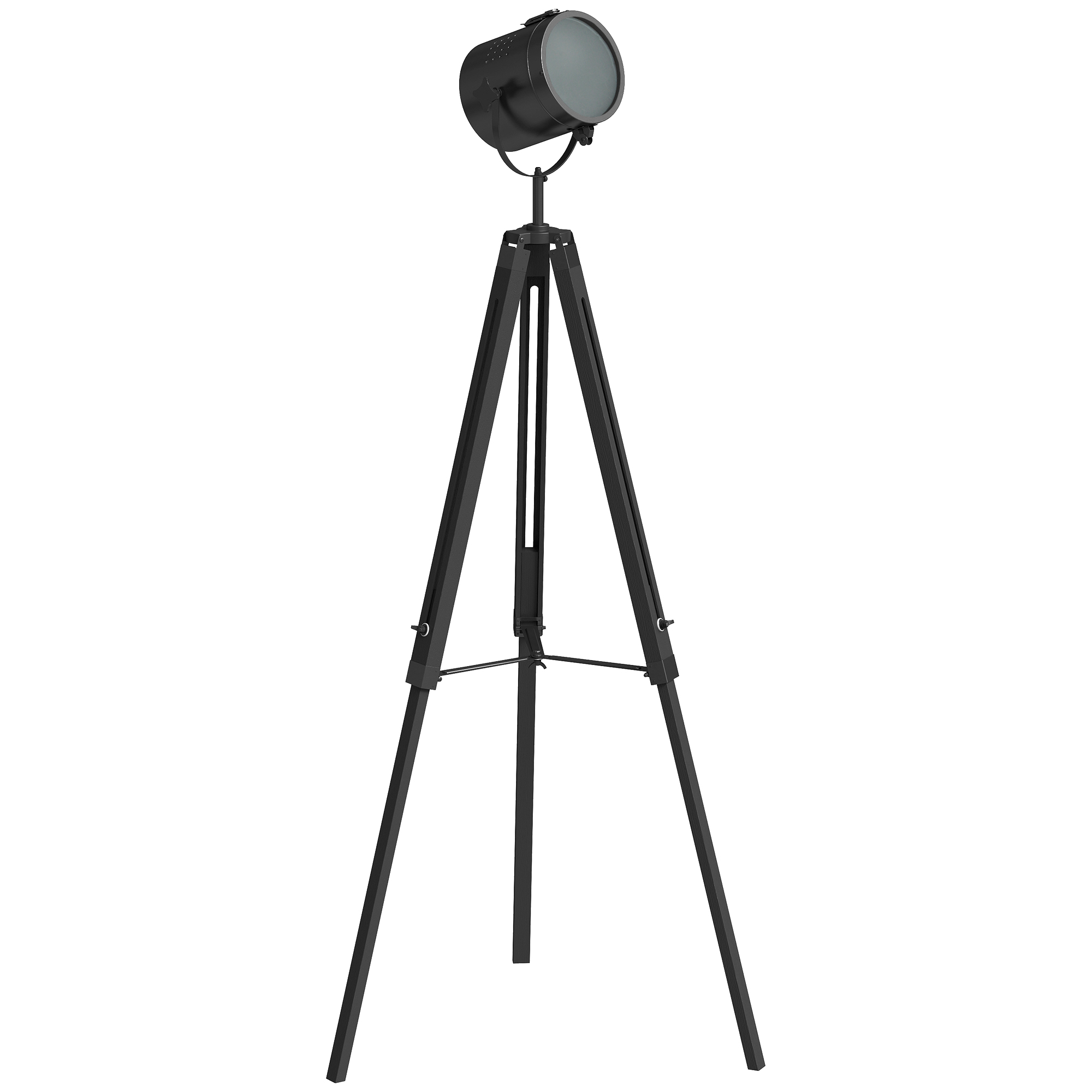 TORVIK Floor Lamp Pine Industrial Tripod Searchlight Adjustable Height - Black - Life Essentials