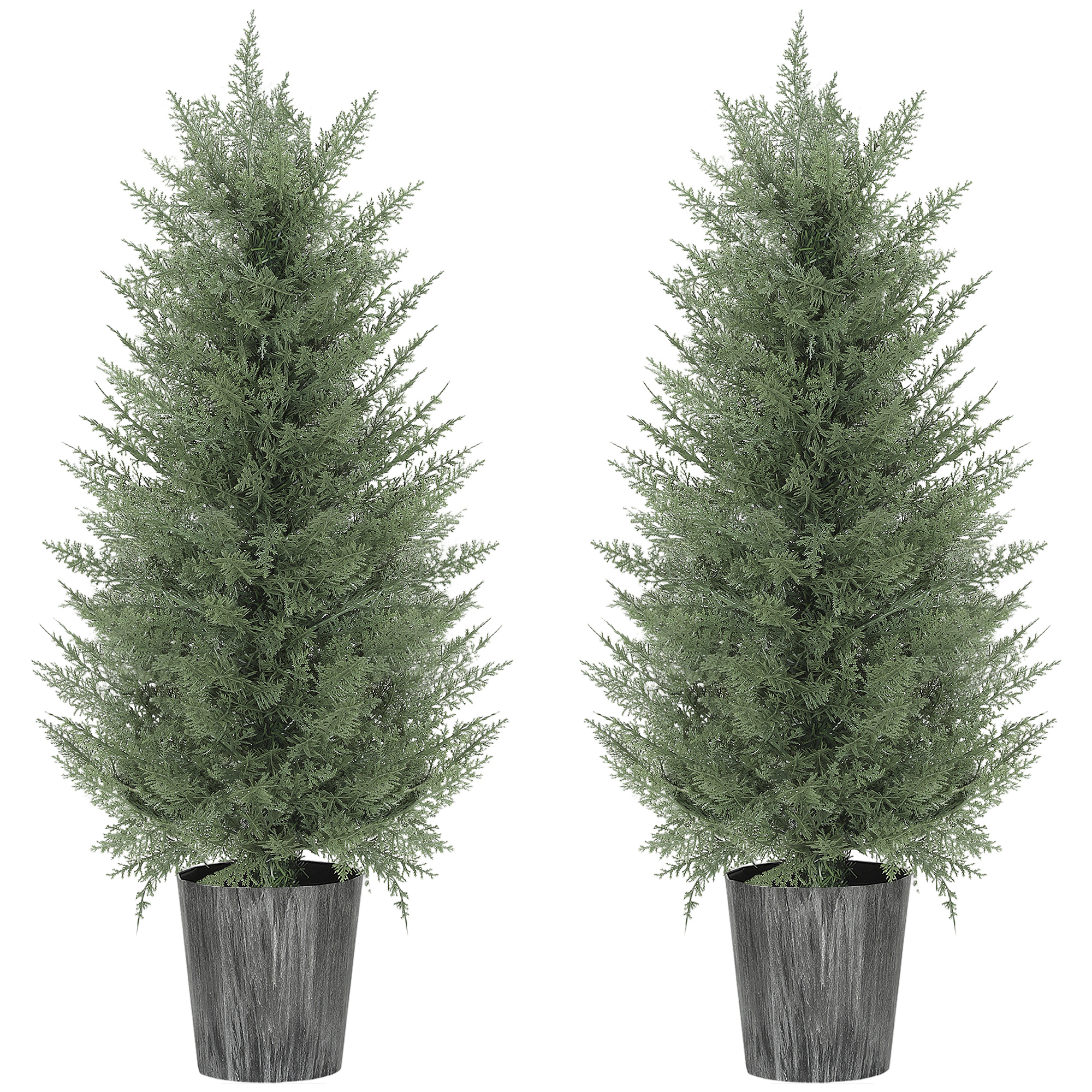 LUMIS Artificial Cypress Trees Set of 2 PE Decorative Pot Indoor Outdoor 90cm - Green - Life Essentials