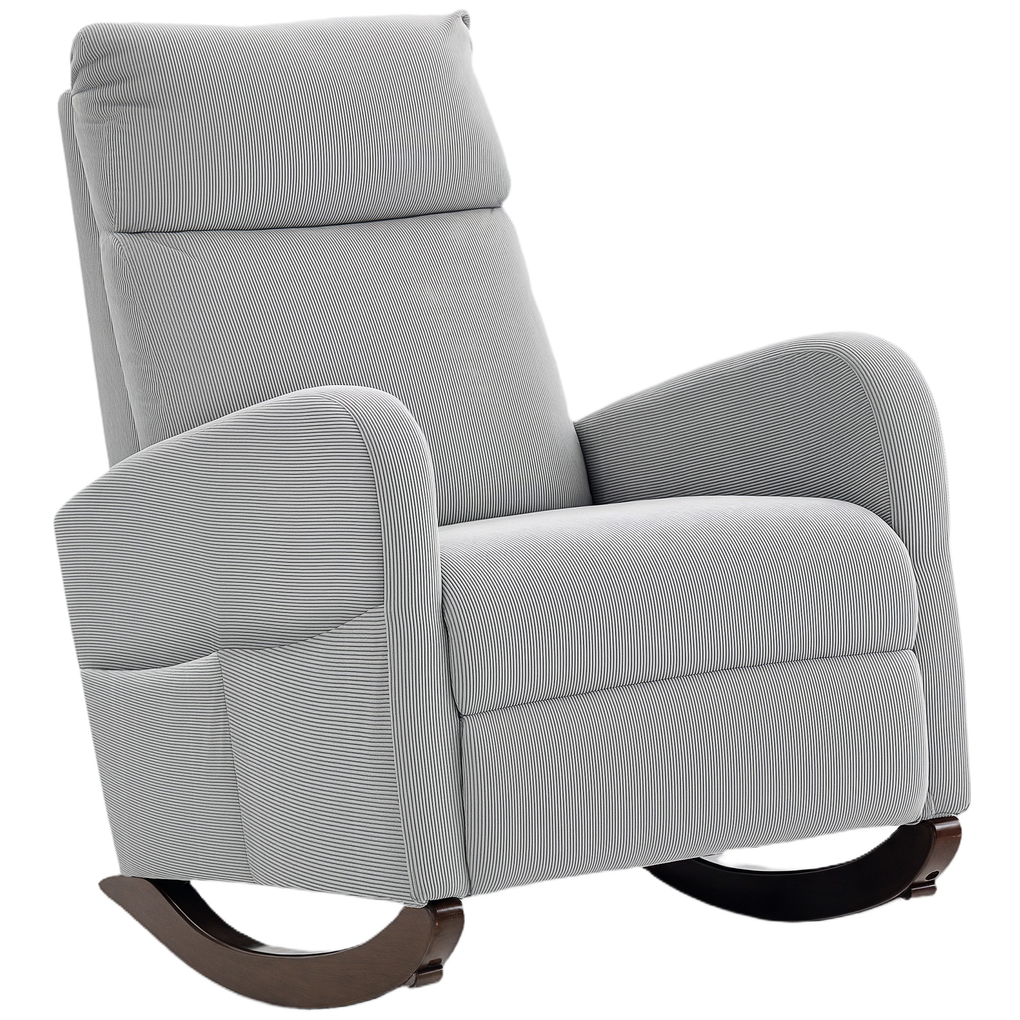 LOMRIC Jumbo Cord Rocking Armchair - Grey - Life Essentials
