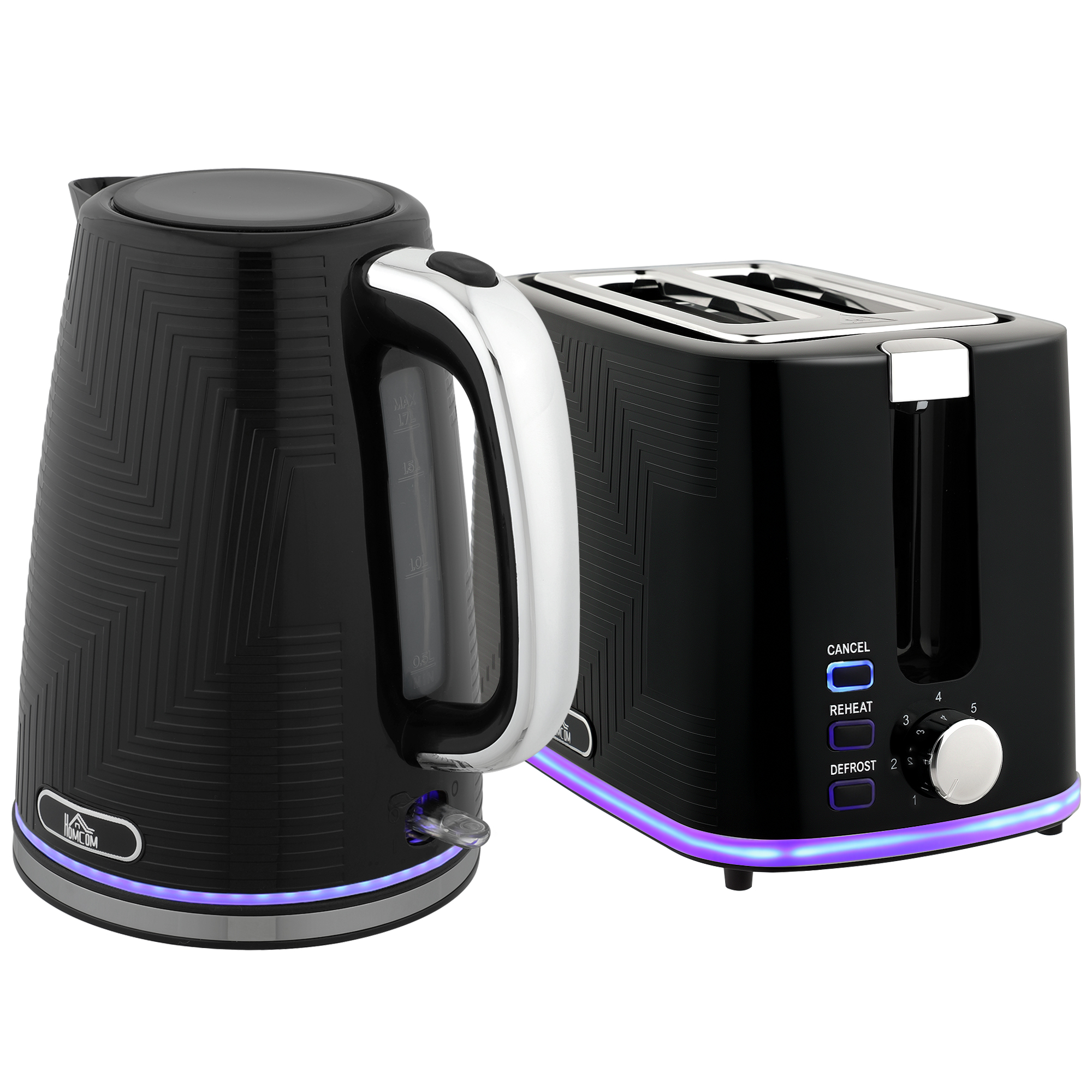 DENVAR Kettle and Toaster Set Modern Style - Black - Life Essentials