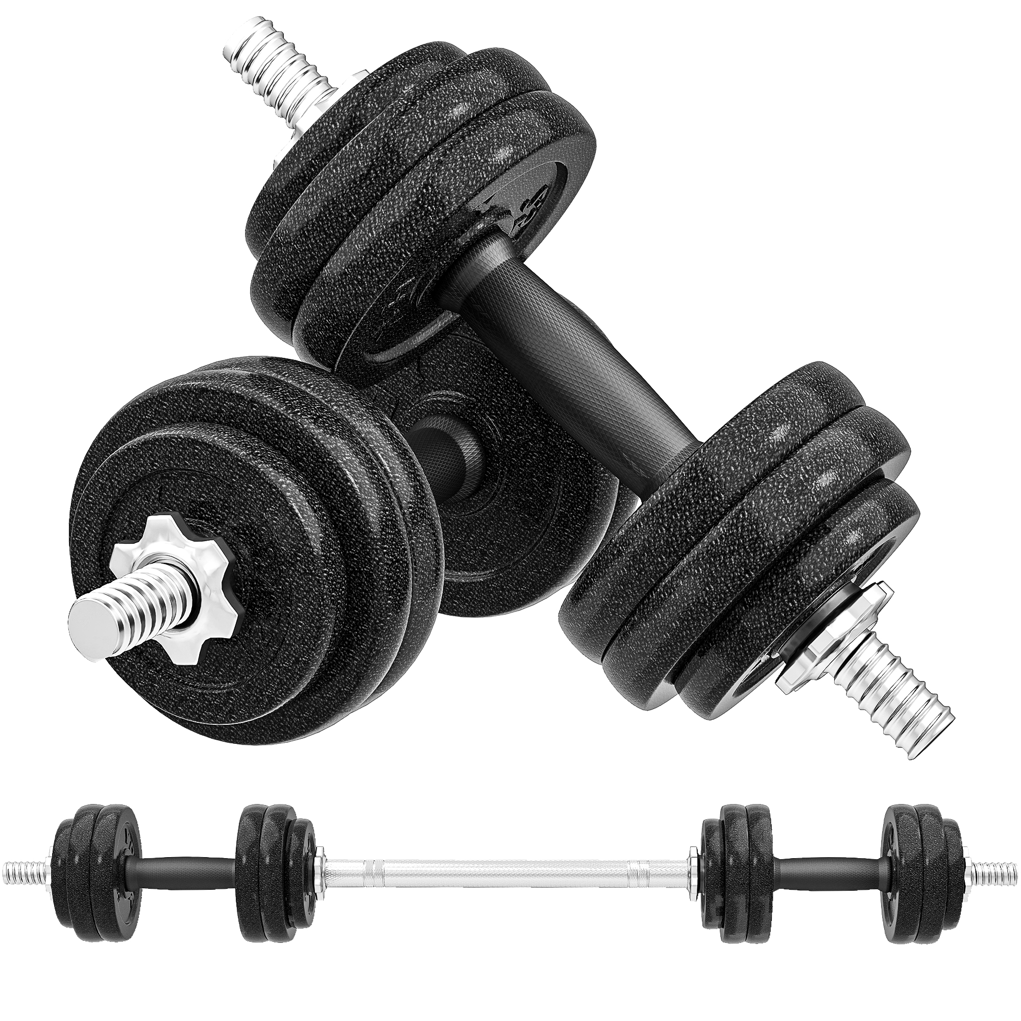 TORAN Dumbbell Set Steel Adjustable 30kg Strength Training Weights - Grey - Life Essentials