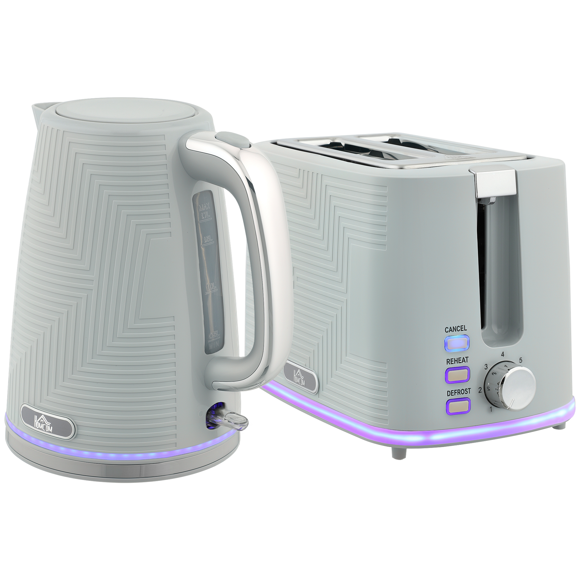 DENVAR Kettle and Toaster Set Modern Style - Grey - Life Essentials