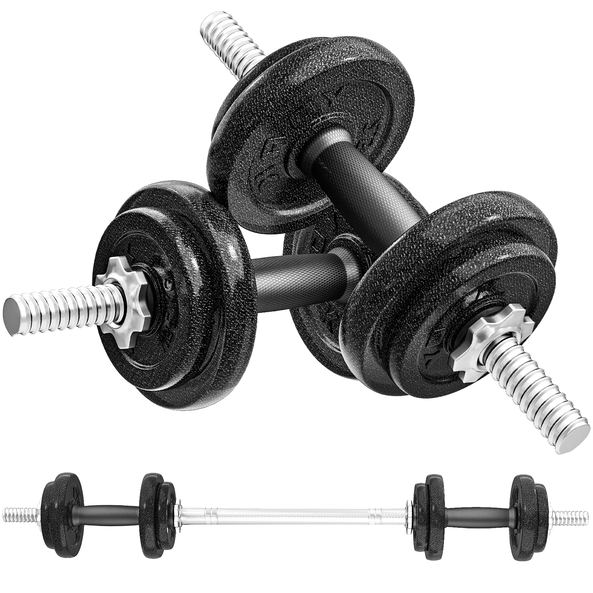 TORAN Dumbbell Set Steel Adjustable 20kg Strength Training Weights - Grey - Life Essentials