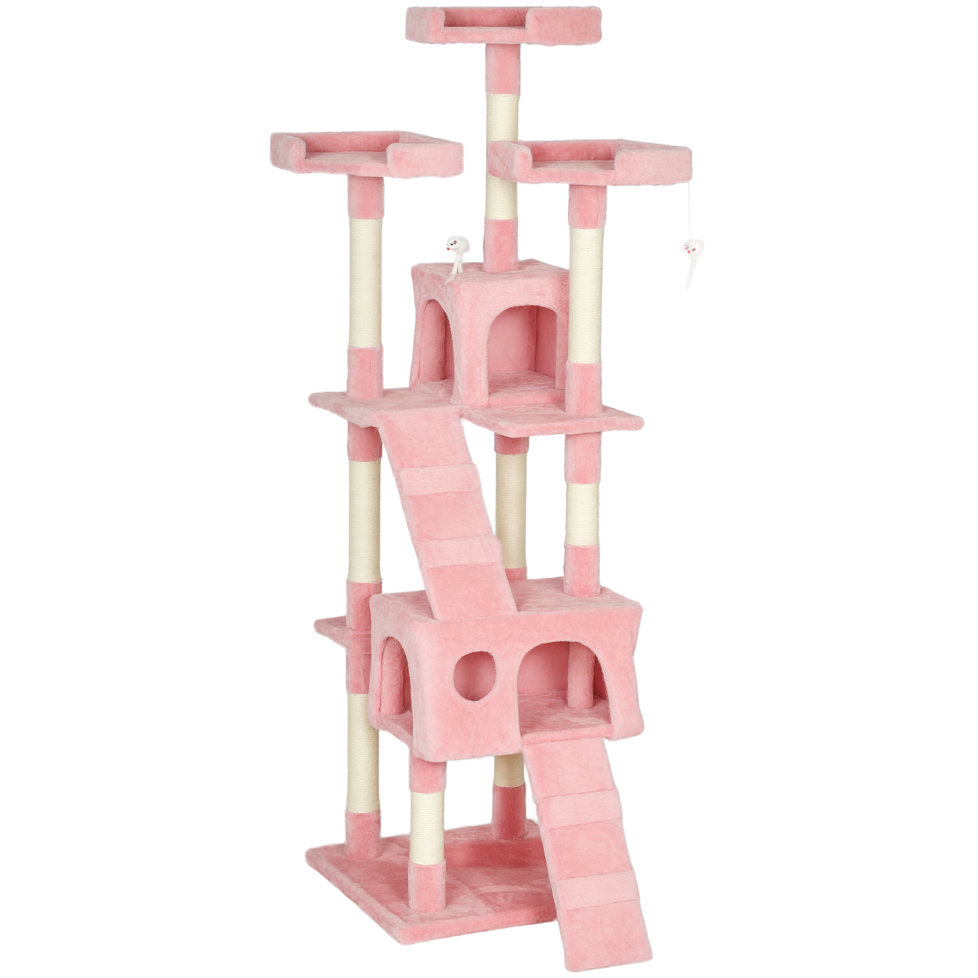 VARDON Cat Tree Scratching House Activity Play Centre - Pink - Life Essentials