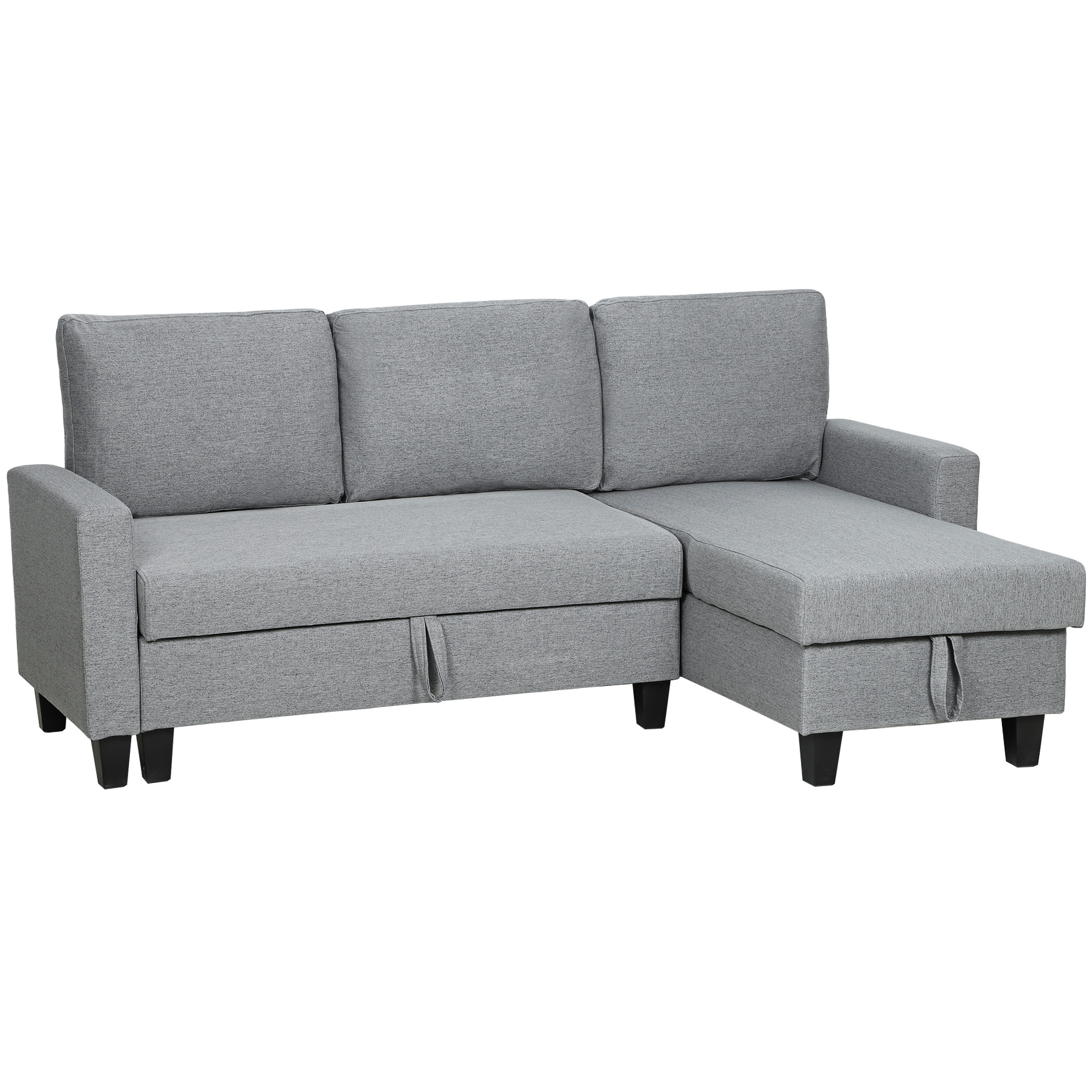 DRENTHALE Linen 3 Seater Storage Sofa Bed - Grey - Life Essentials