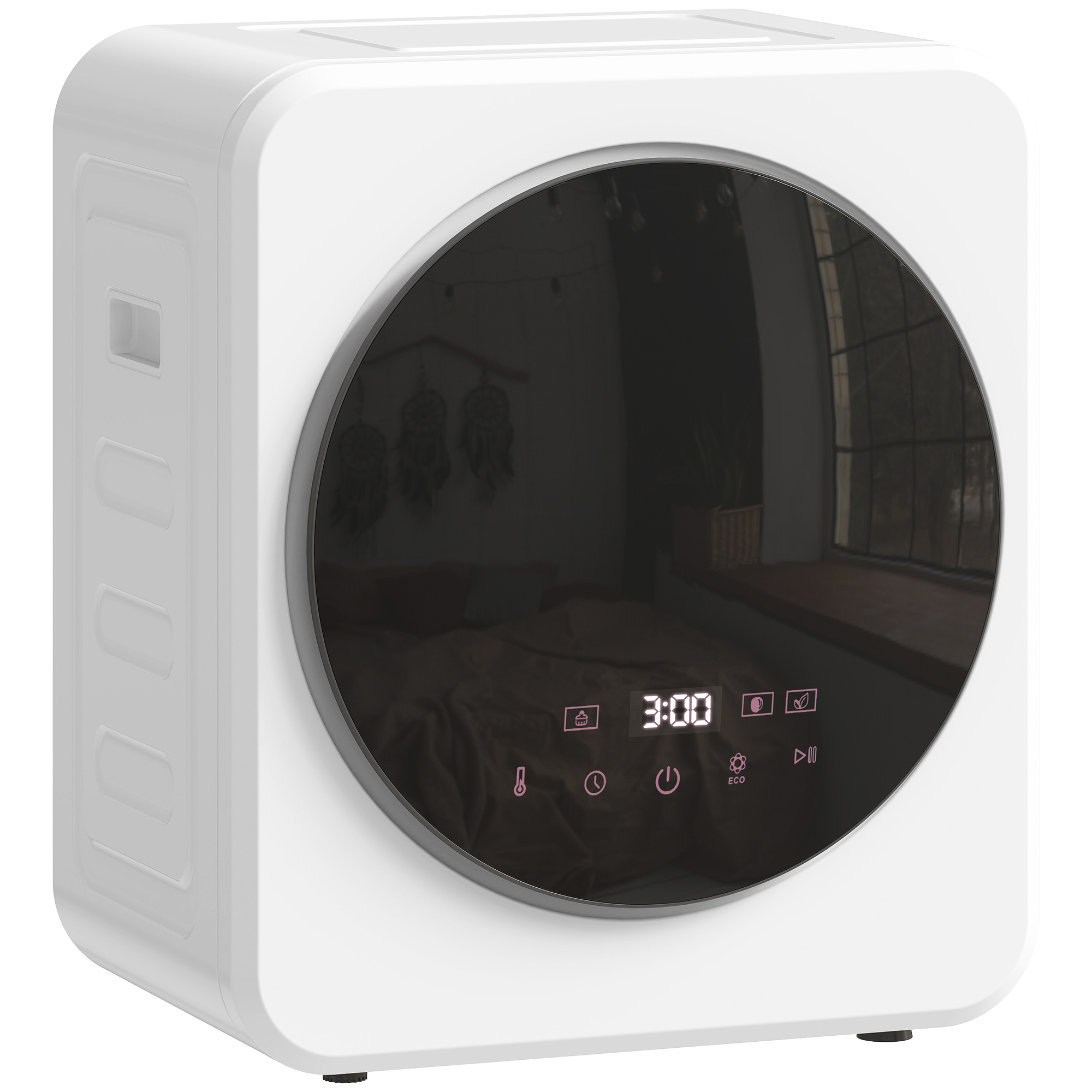 WYNLITH Wall Mounted 4kg Freestanding Vented Front Tumble 800W Drying Machine, Customisable Timer and Stainless Steel Tub - White - Life Essentials