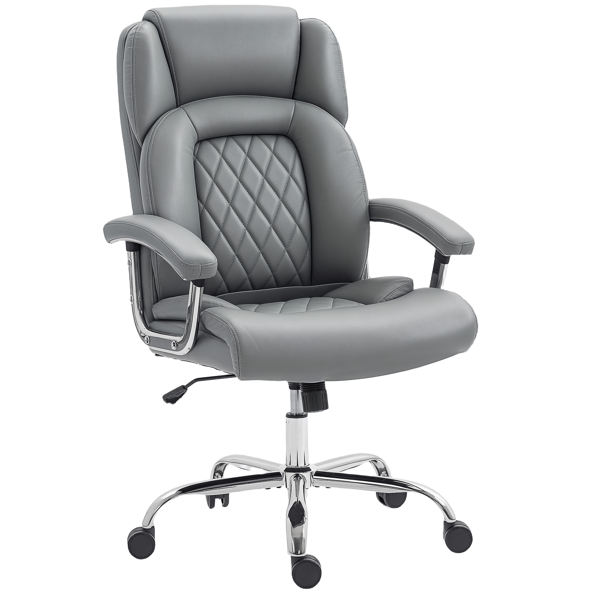 CALVARREN Leather Tall Office Chair with Spring Cushion - Grey - Life Essentials