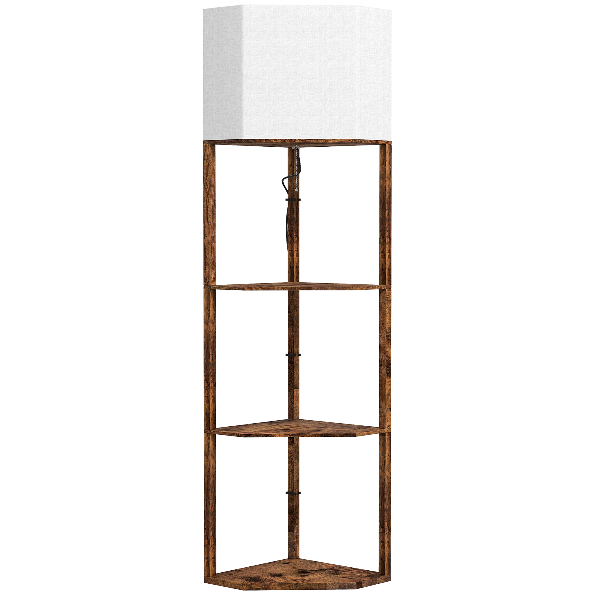 VELSTARR Corner Floor Lamp with Shelves - Brown - Life Essentials