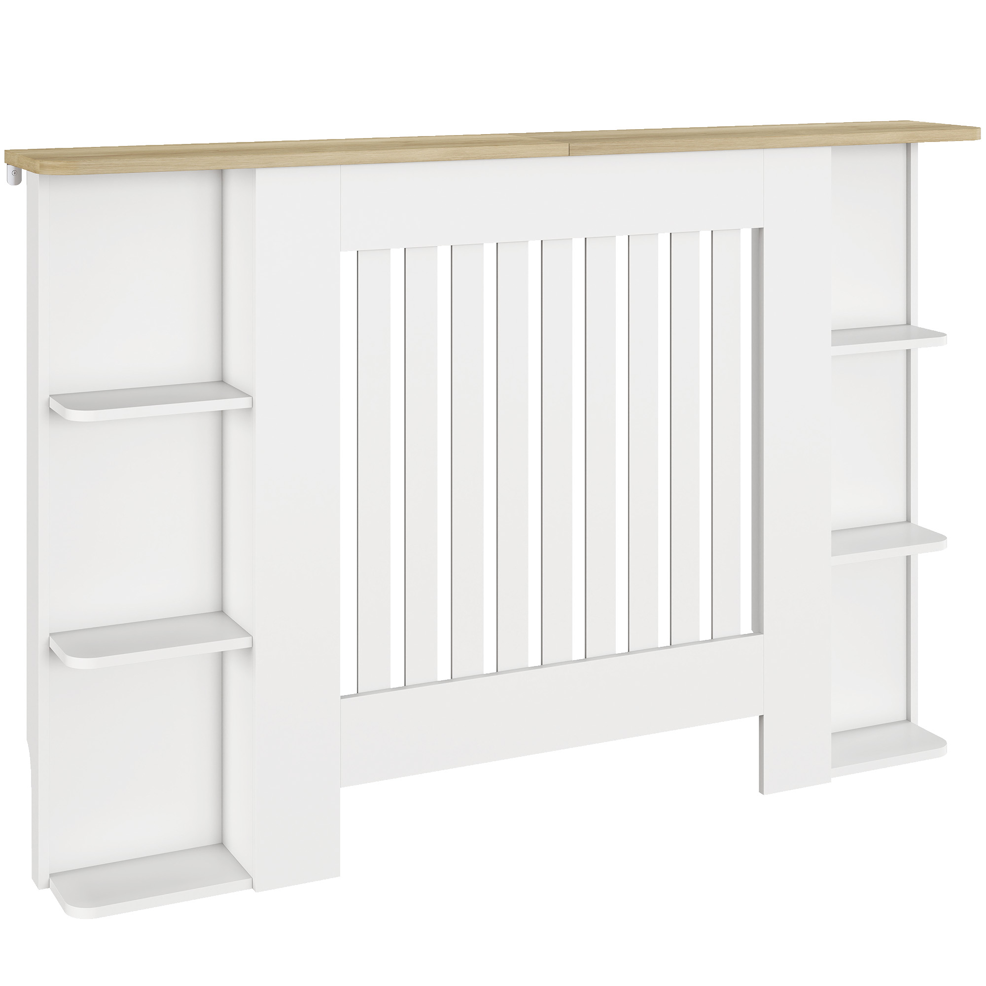 LORTHYNE Medium Hallway Vertical Slatted Radiator Cabinet with Open Storage Shelves - White - Life Essentials