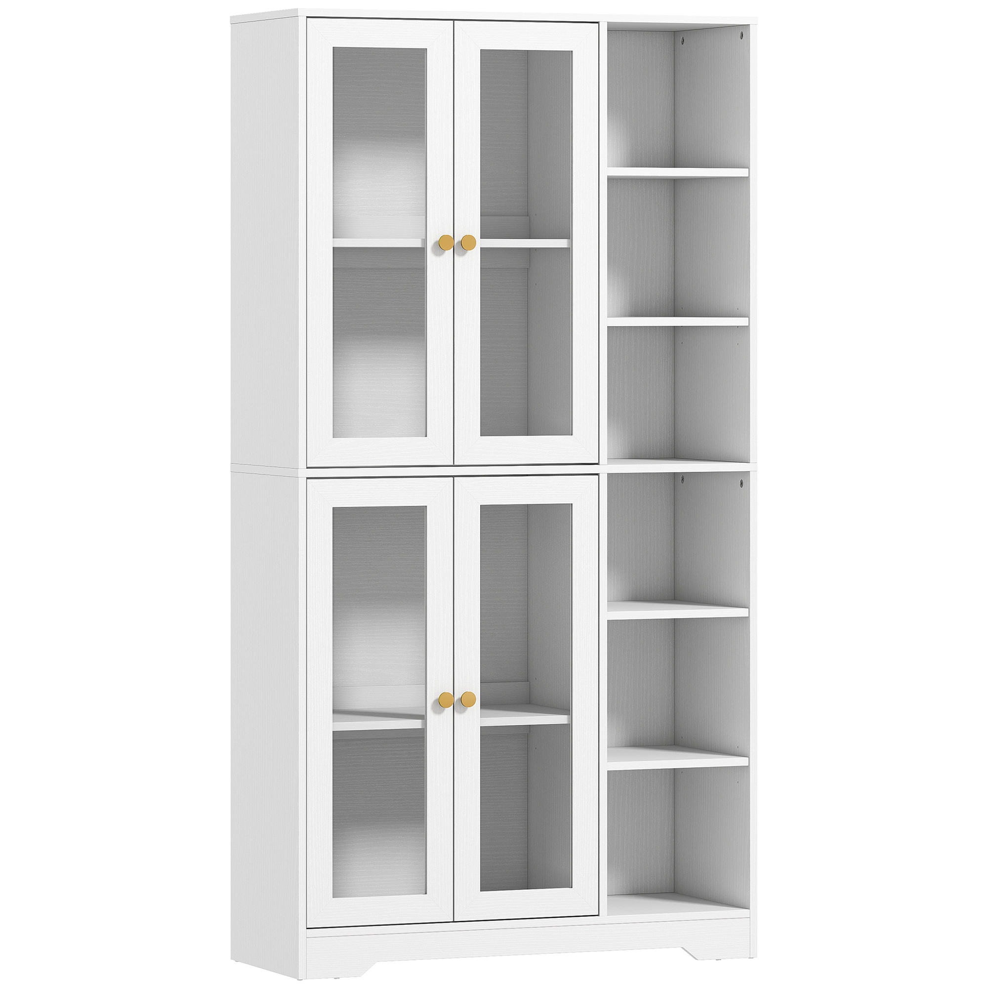 HALVORYS Multi Storage Kitchen Cabinet with Glass Doors - White - Life Essentials