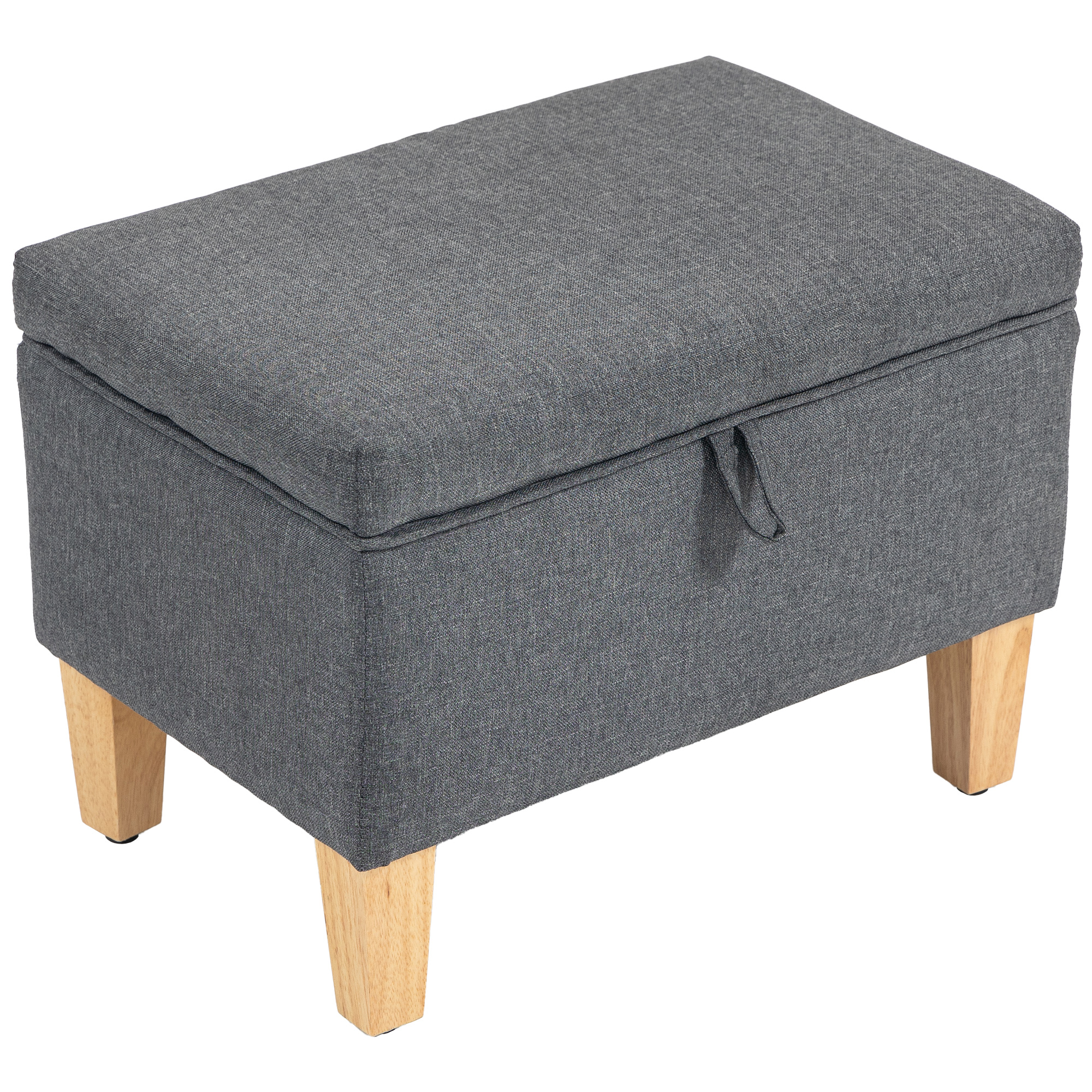 JOWEN Linen Ottoman Storage Seat Padded Footstool - Grey - Life Essentials