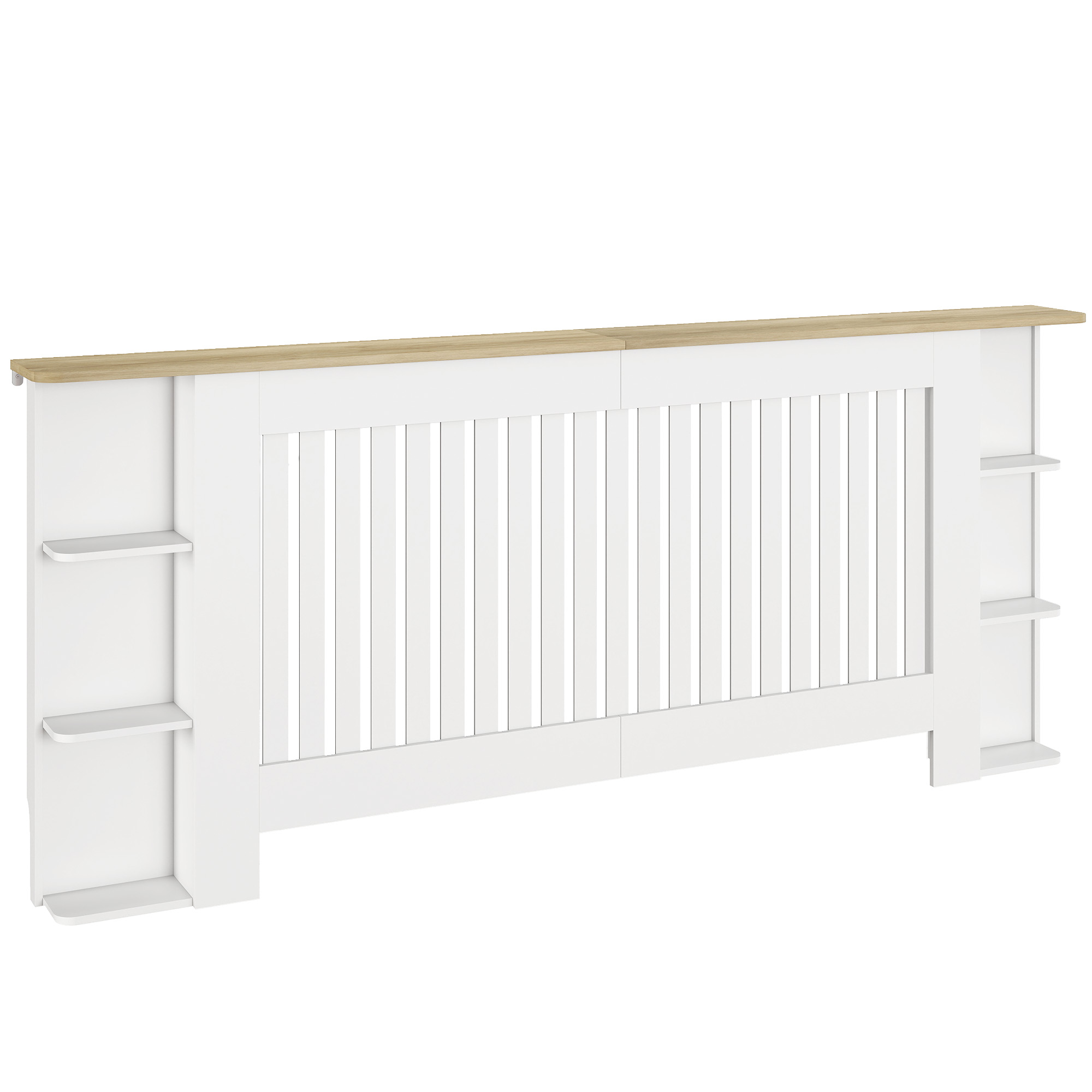 LORTHYNE Extra Large Hallway Vertical Slatted Radiator Cabinet with Open Storage Shelves - White - Life Essentials