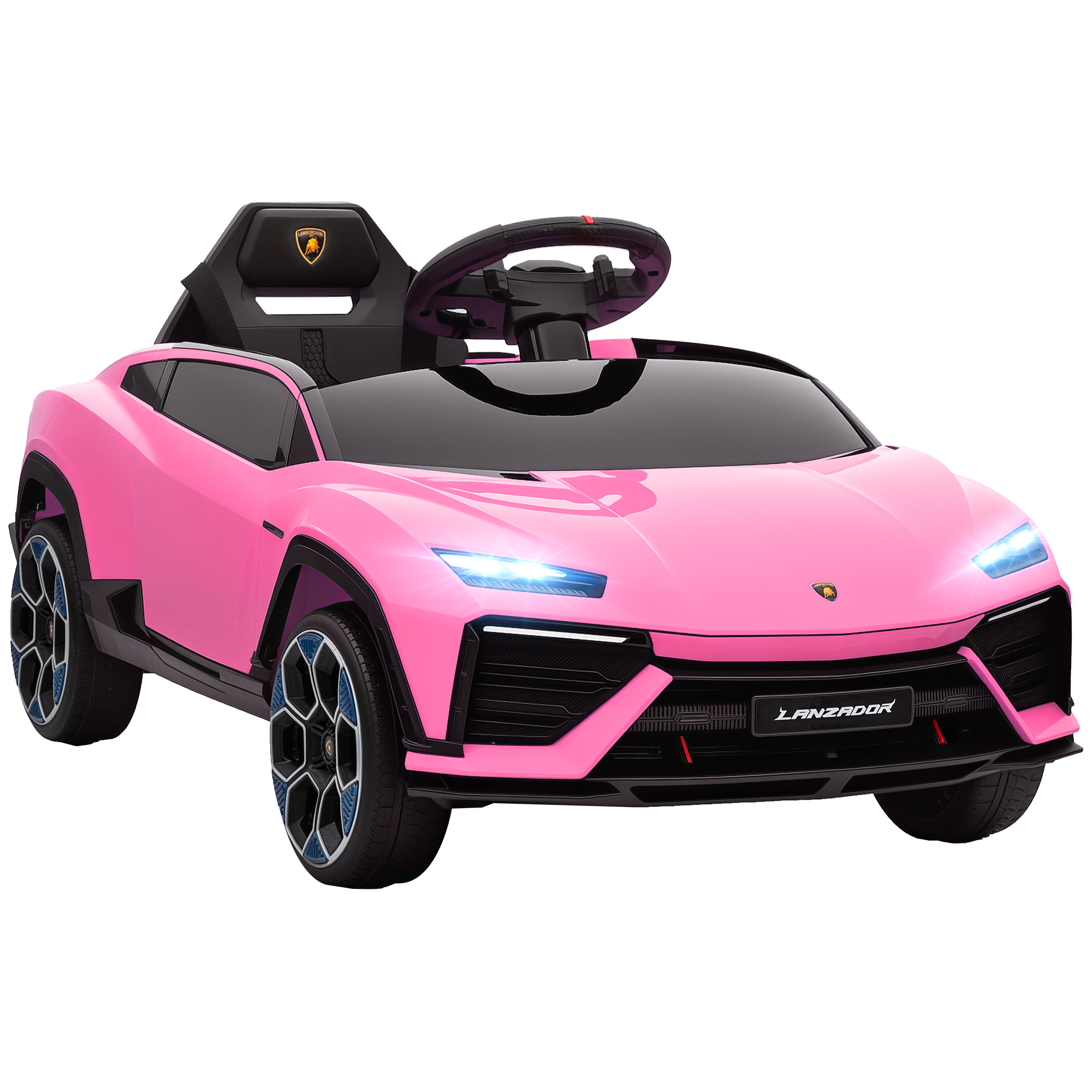 VERNWALL 12V Licensed Lamborghini Electric Riding Vechile Car for Kids with Remote Control for 3-6 Years Old - Pink - Life Essentials