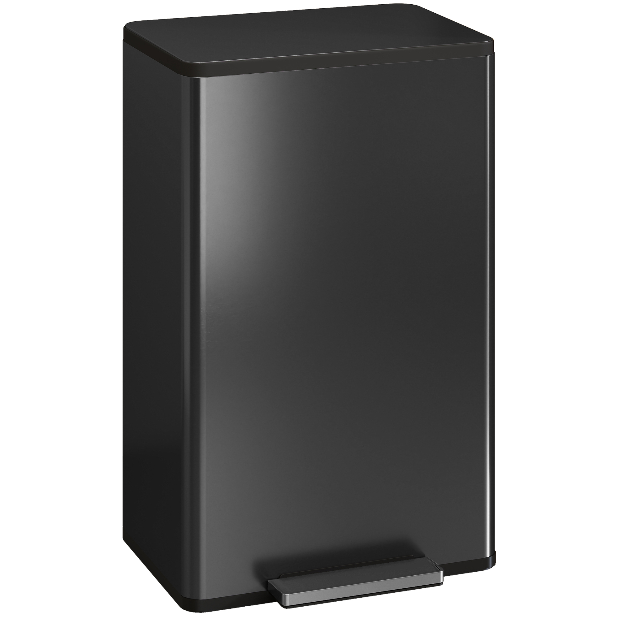 SYLVRENN 45L Rubbish Bin with Soft Close, Stay Open Lid, Removable Inner Bucket and Odor Control - Black - Life Essentials