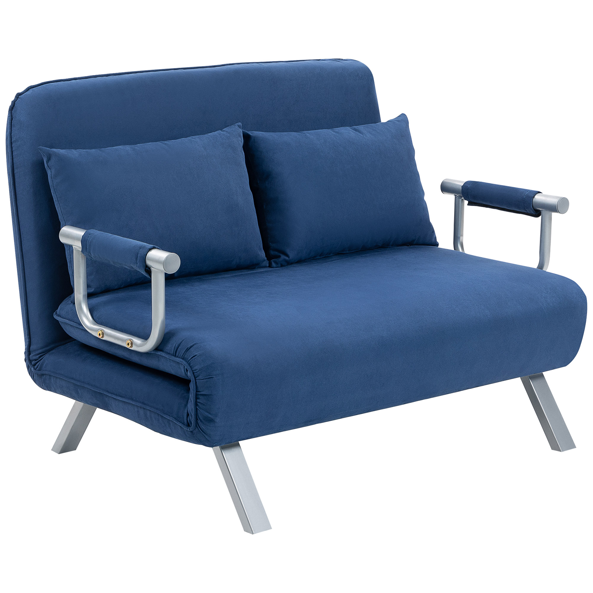 SYRAVELL Faux Leater 2 Seater Click Clack Sofabed - Blue - Life Essentials