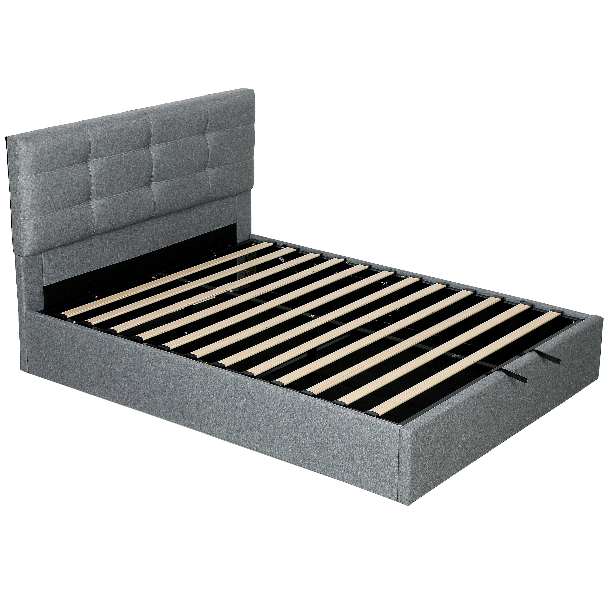 MARQELIS Kingsize Ottoman Storage Bed - Grey - Life Essentials