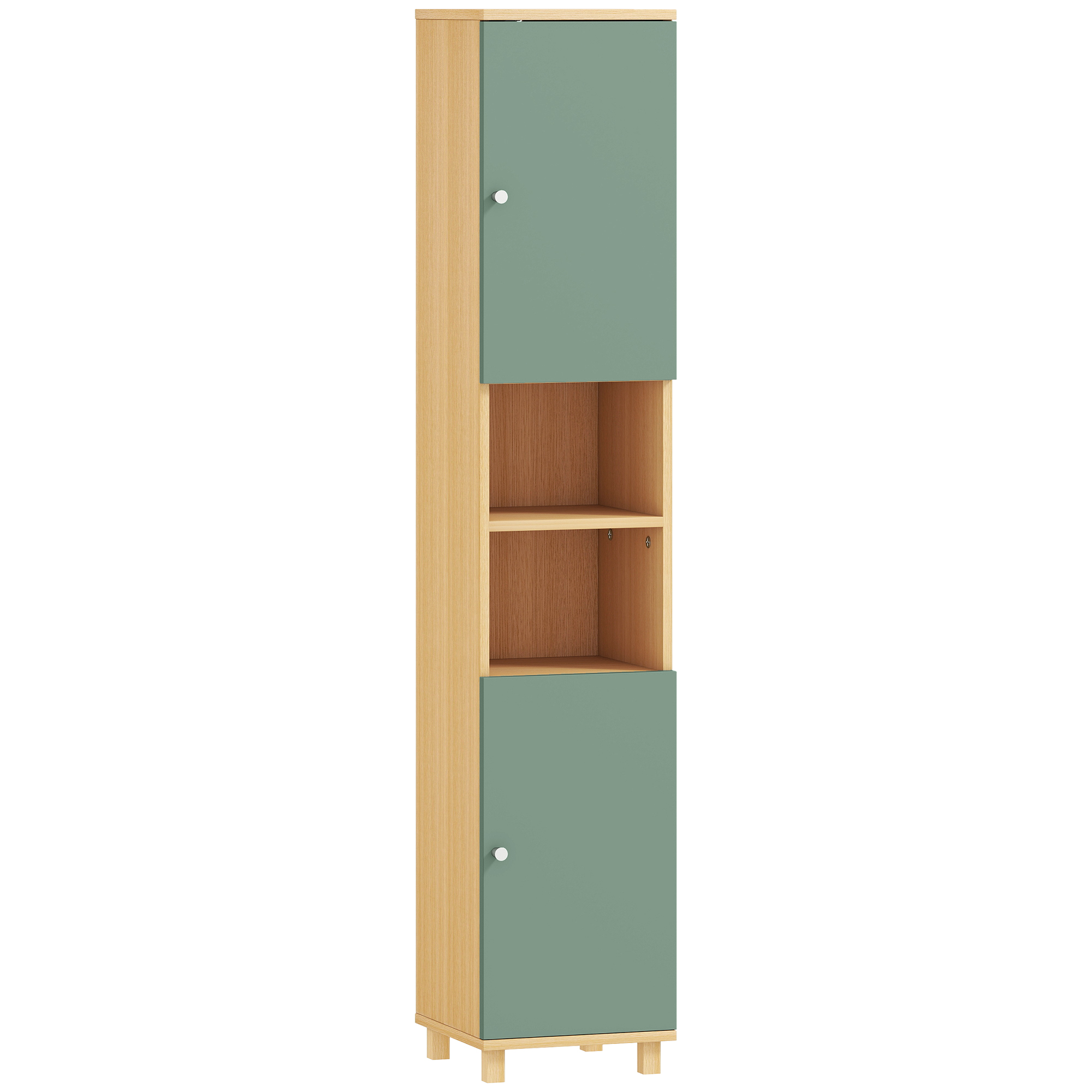 MALVERREN Bathroom Cabinet with Adjustable Shelves and Open Shelves - Green - Life Essentials