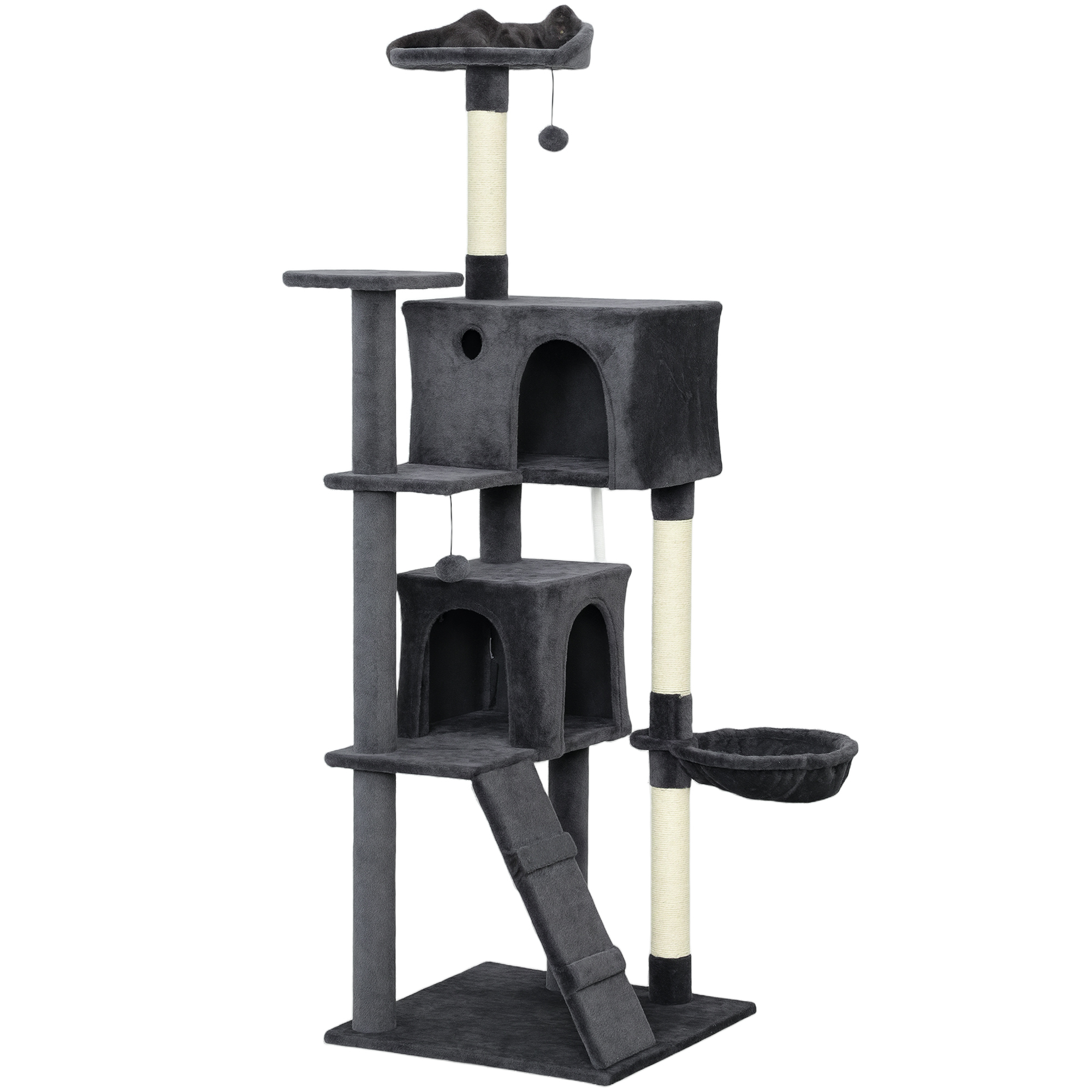 MORNYSS Large Cat Tree Tower with Sisal Scratching Posts 180cm - Dark Grey - Life Essentials