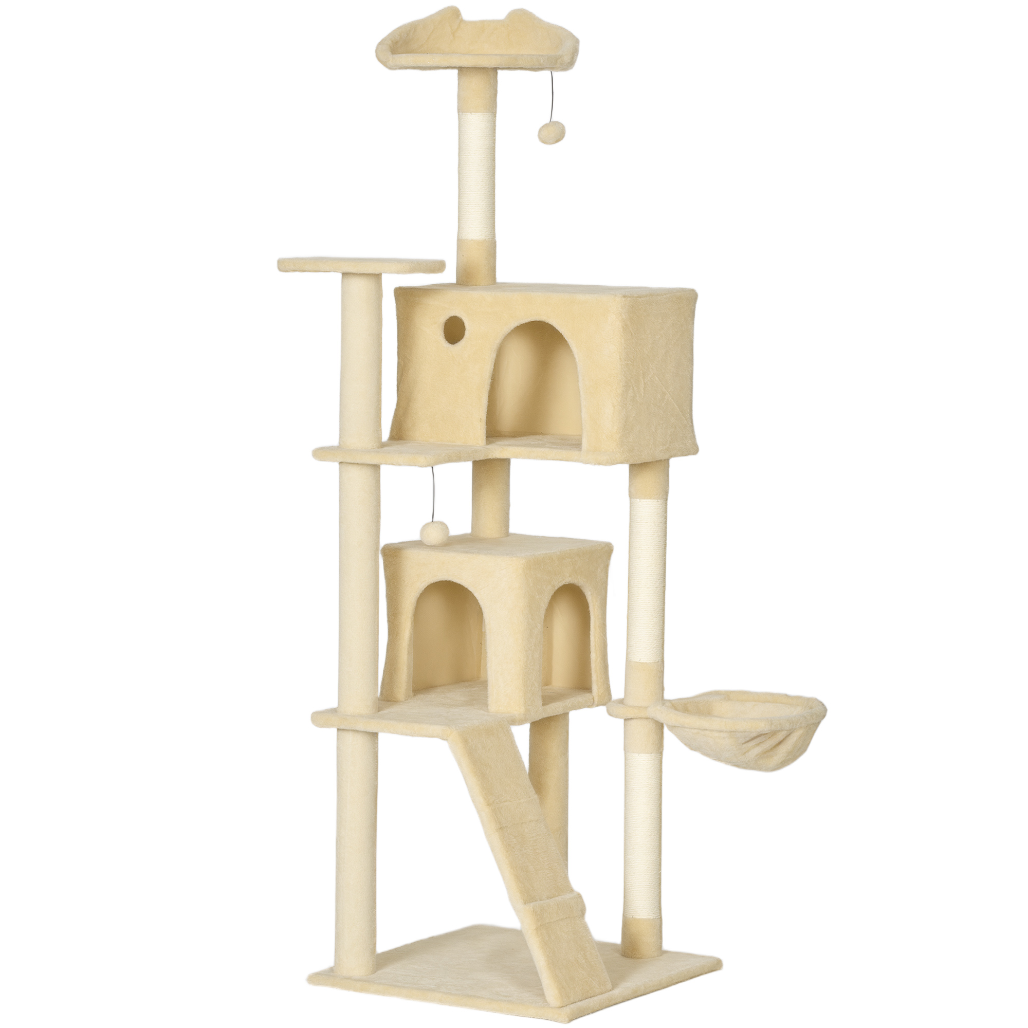 MORNYSS Large Cat Tree Tower with Sisal Scratching Posts 180cm - Biege - Life Essentials