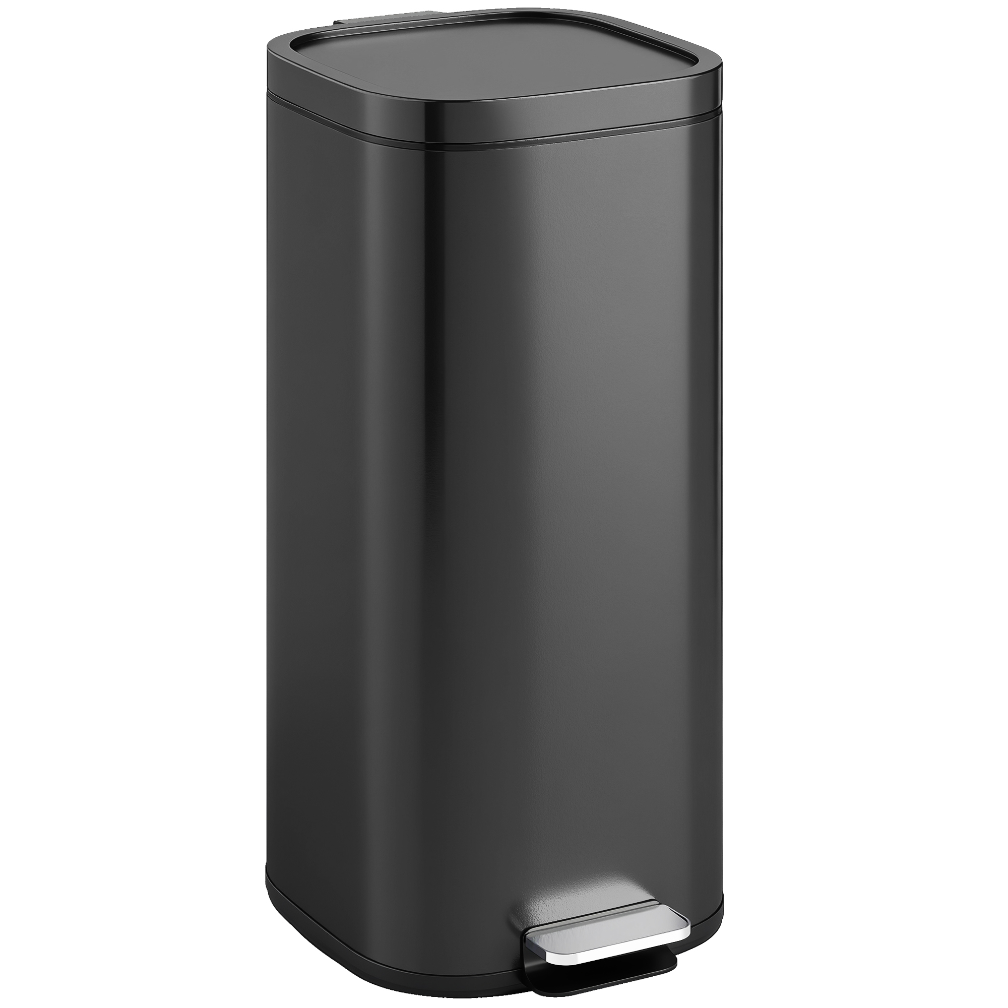 WEALDRIC 30L Rubbish Bin Compact Pedal with Soft-Close, Stay-Open Lid, Removable Bucket - Black - Life Essentials