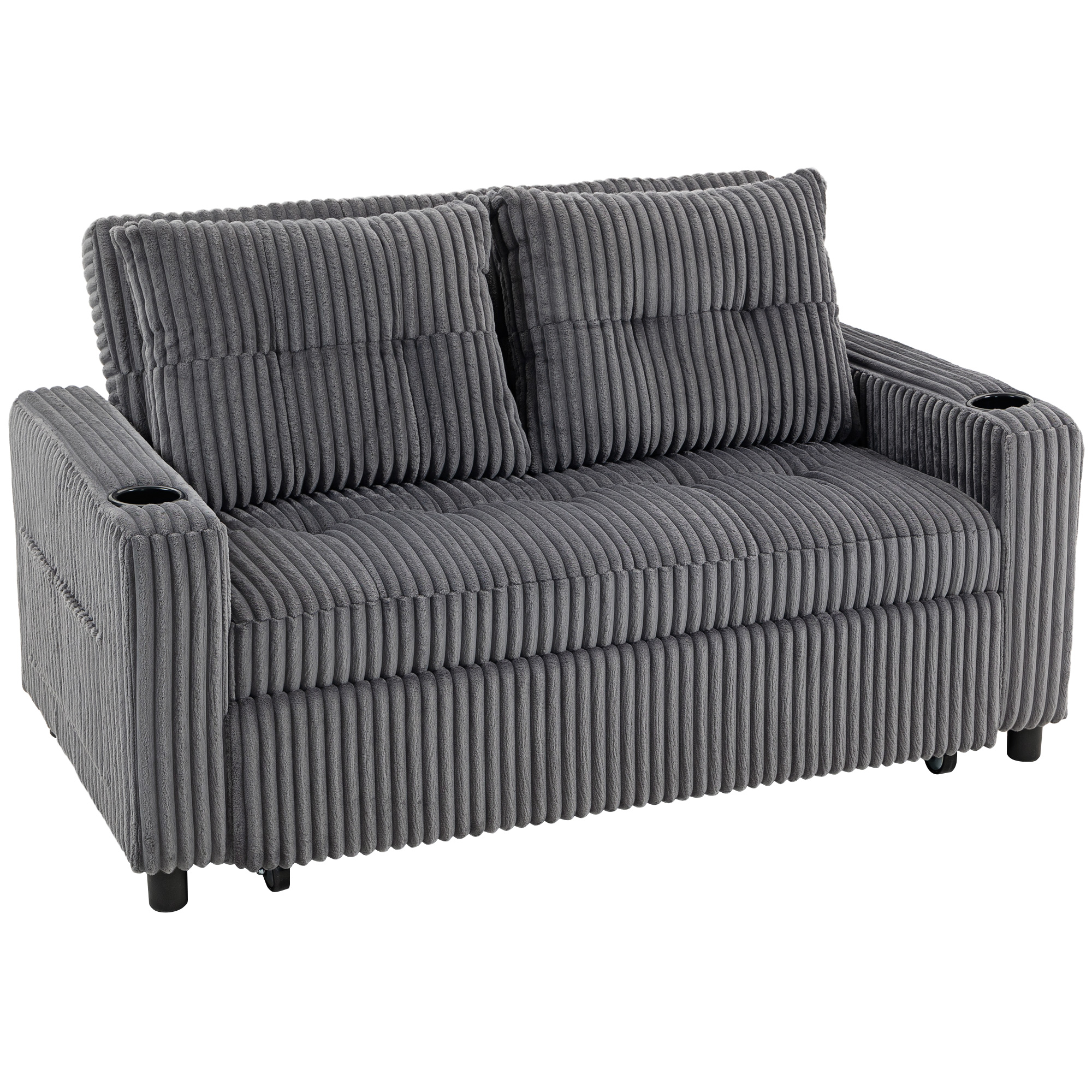 VEXLORN Fabric 2 Seater Clikc Clack Sofabed - Charcoal Grey - Life Essentials