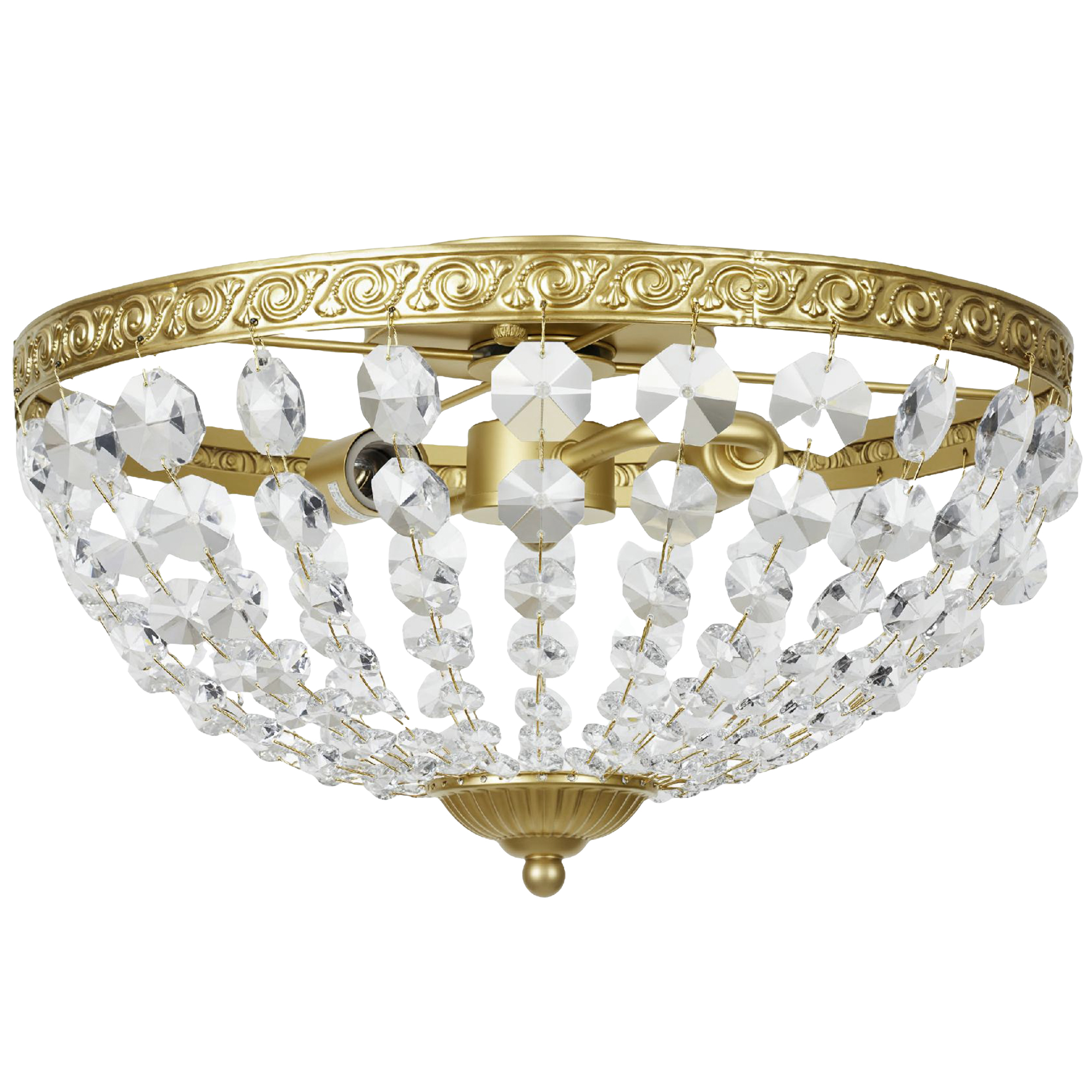 THALENYX 168 Octagonal Beads Crystal Chandelier with 2 Light Flush Mount - Gold - Life Essentials