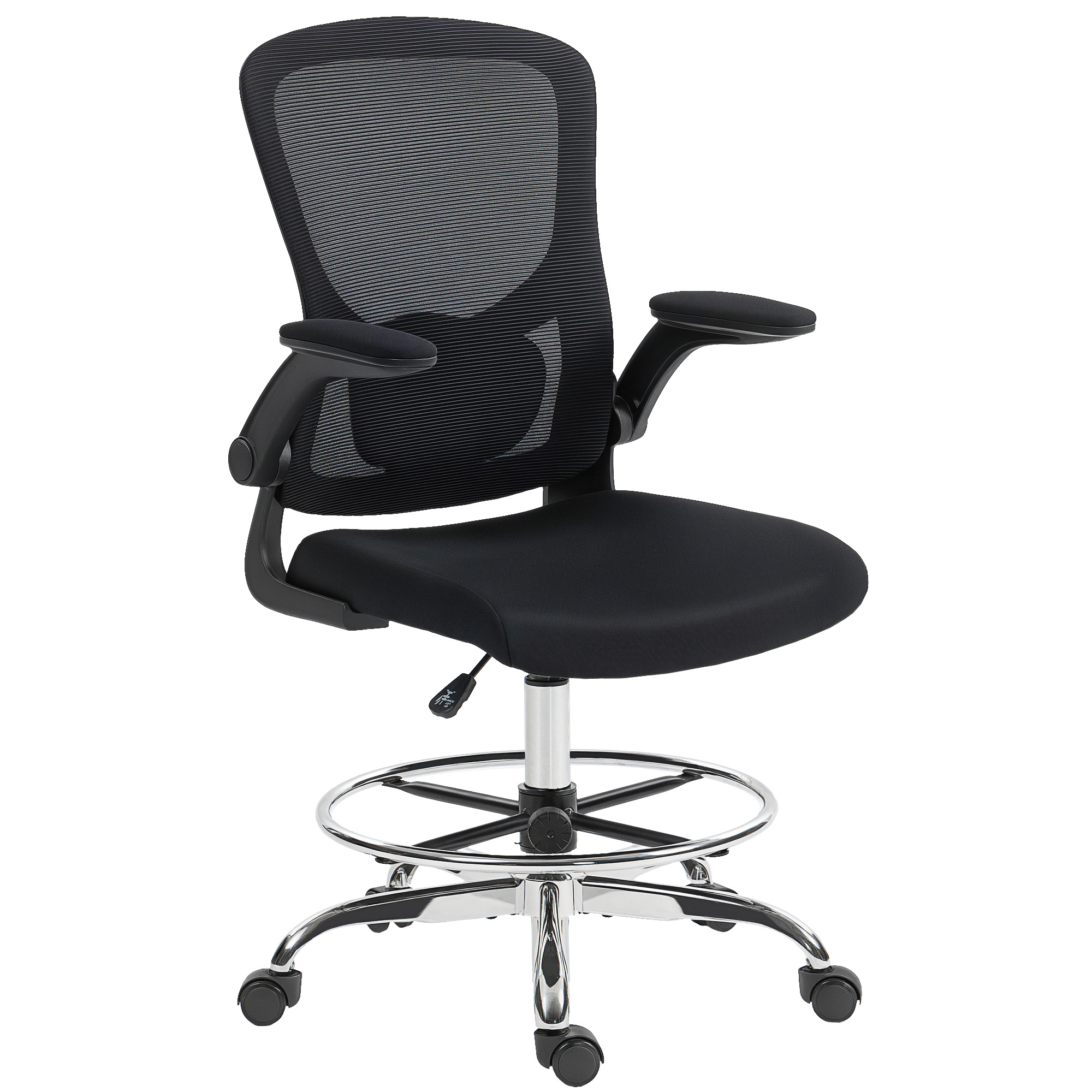 WYNLORRA Fabric Office Chair with Adjustable Lumbar - Black - Life Essentials