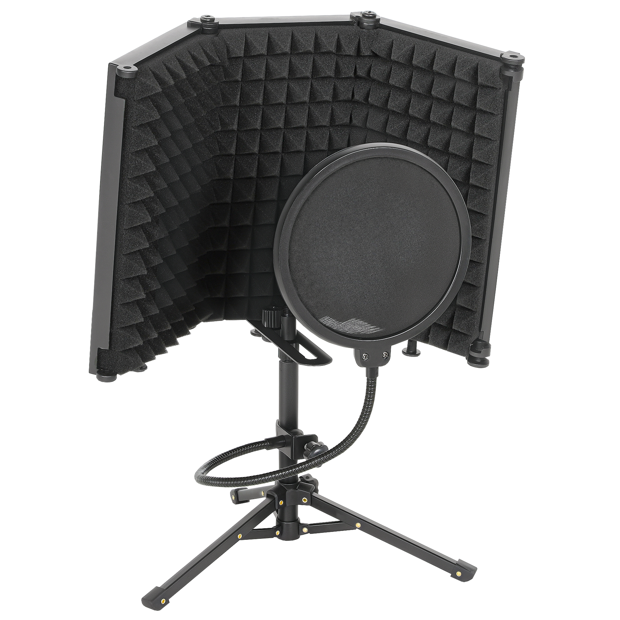 FARRAVON Studio Microphone Isolation Shield with Pop Filter and Tripod Stand - Black - Life Essentials