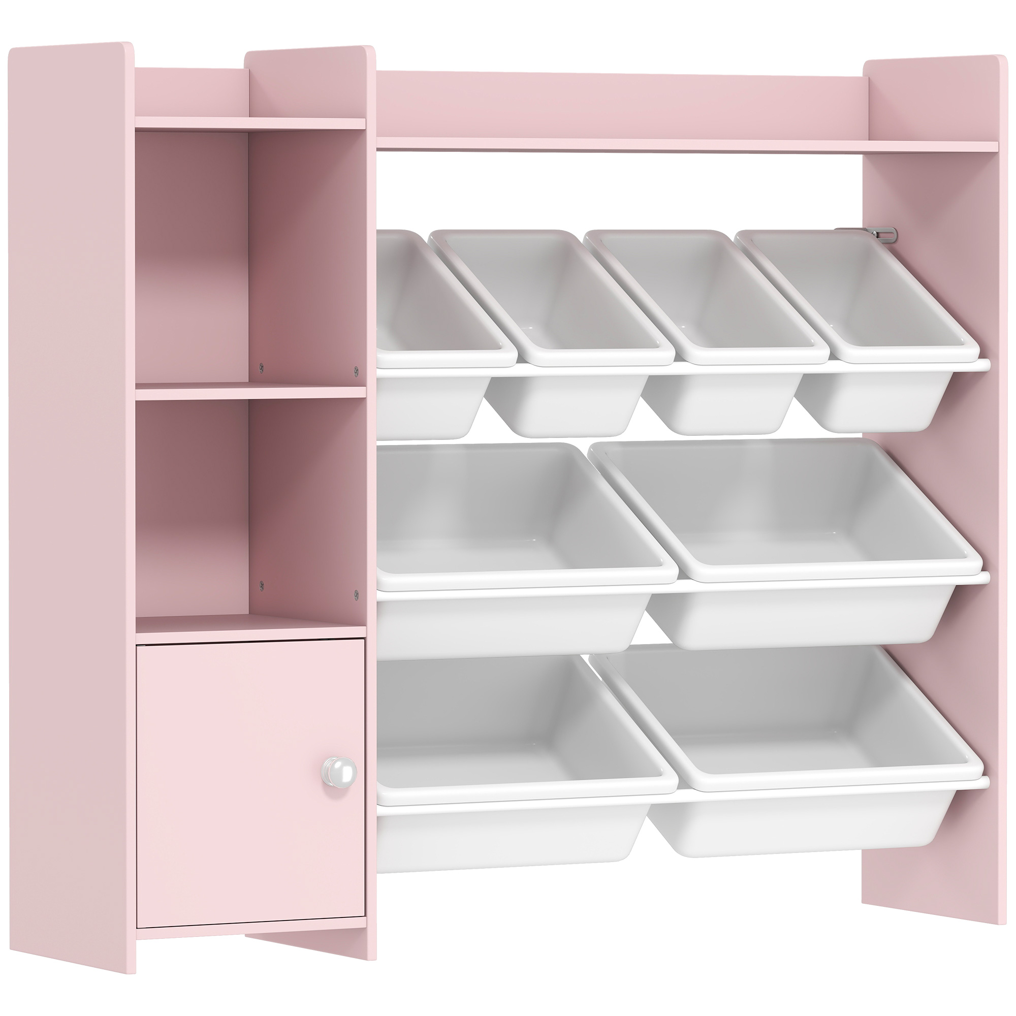 VELLCRESTOR Toy Storage Cabinet with 8 Removable Bins and Storage Shelves - Pink - Life Essentials