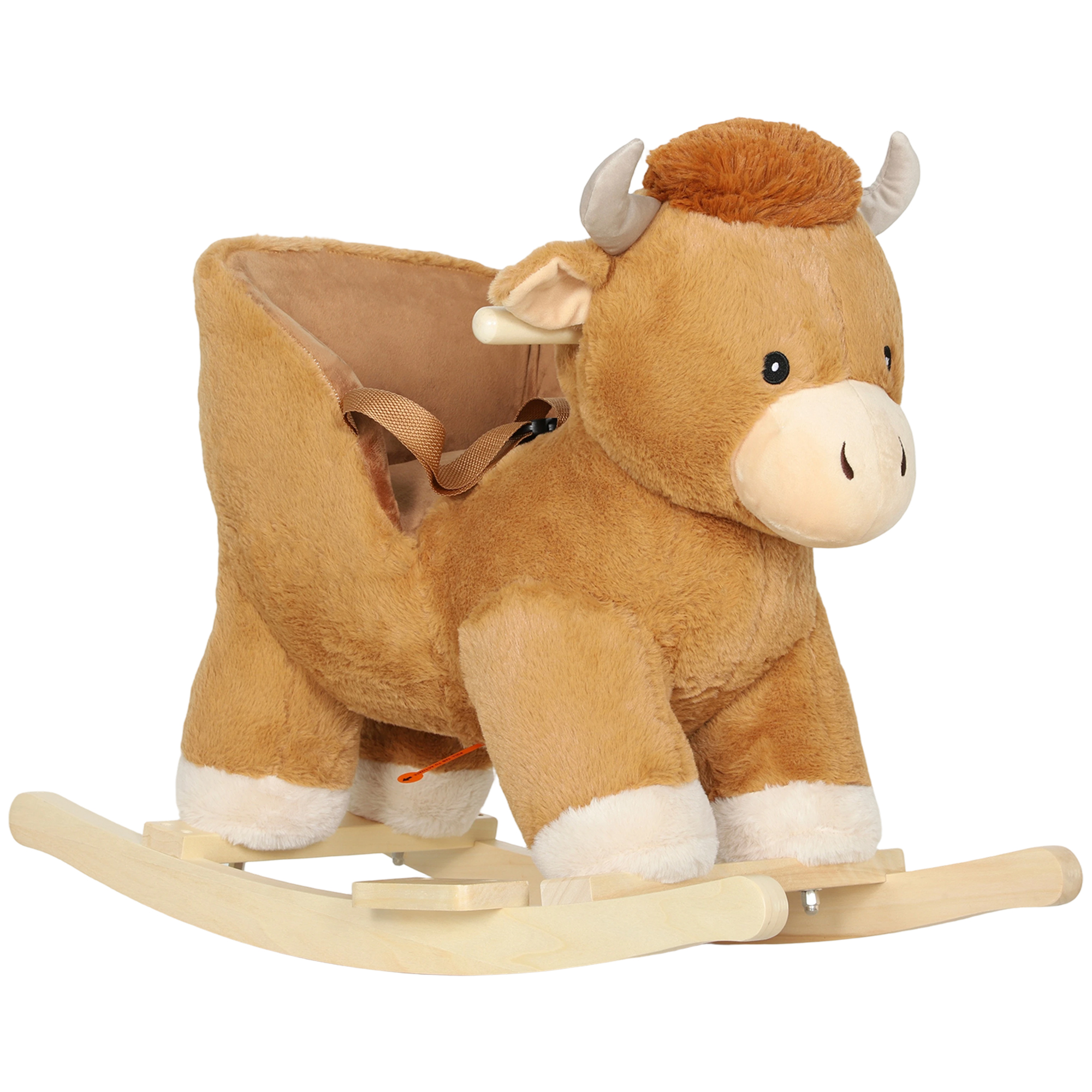 VORLANITH Baby Rocking Horse with Safety Belt, Wood Base, Animal Rocker for Children - Brown - Life Essentials