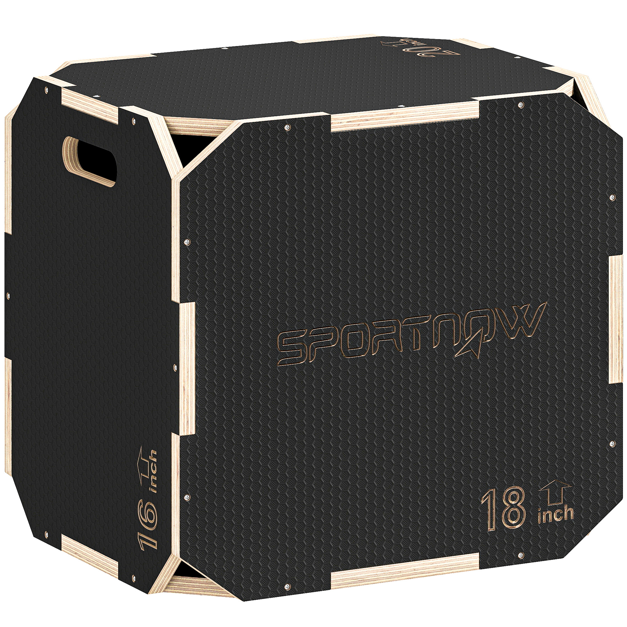 QORVANNIS Non-Slip Plyo Corner-free Wooden Jump Box Black - 18 Inch - Life Essentials