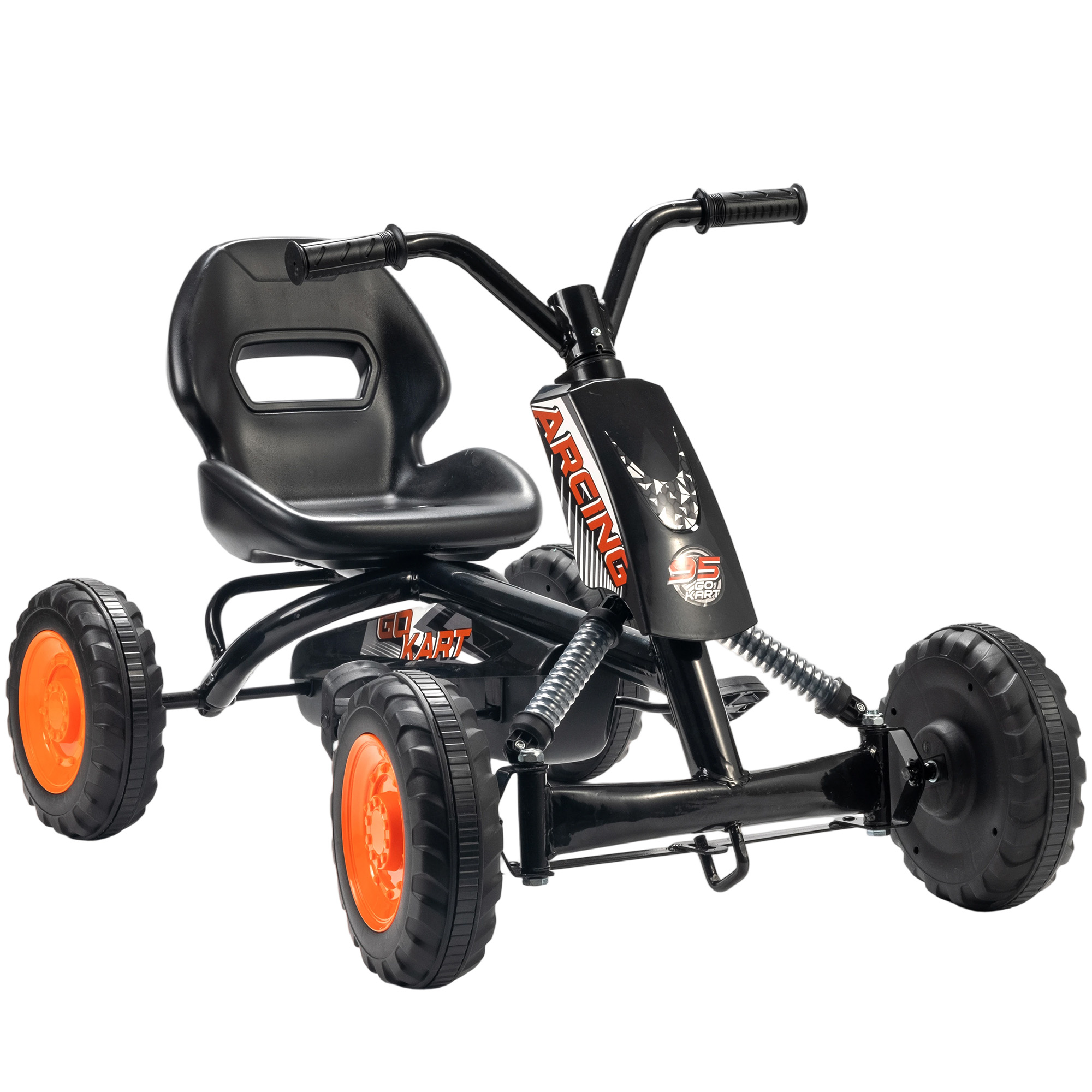 ARVENTHAL Kids Pedal Go Kart with Steel Frame, Sporty Design - Black - Life Essentials