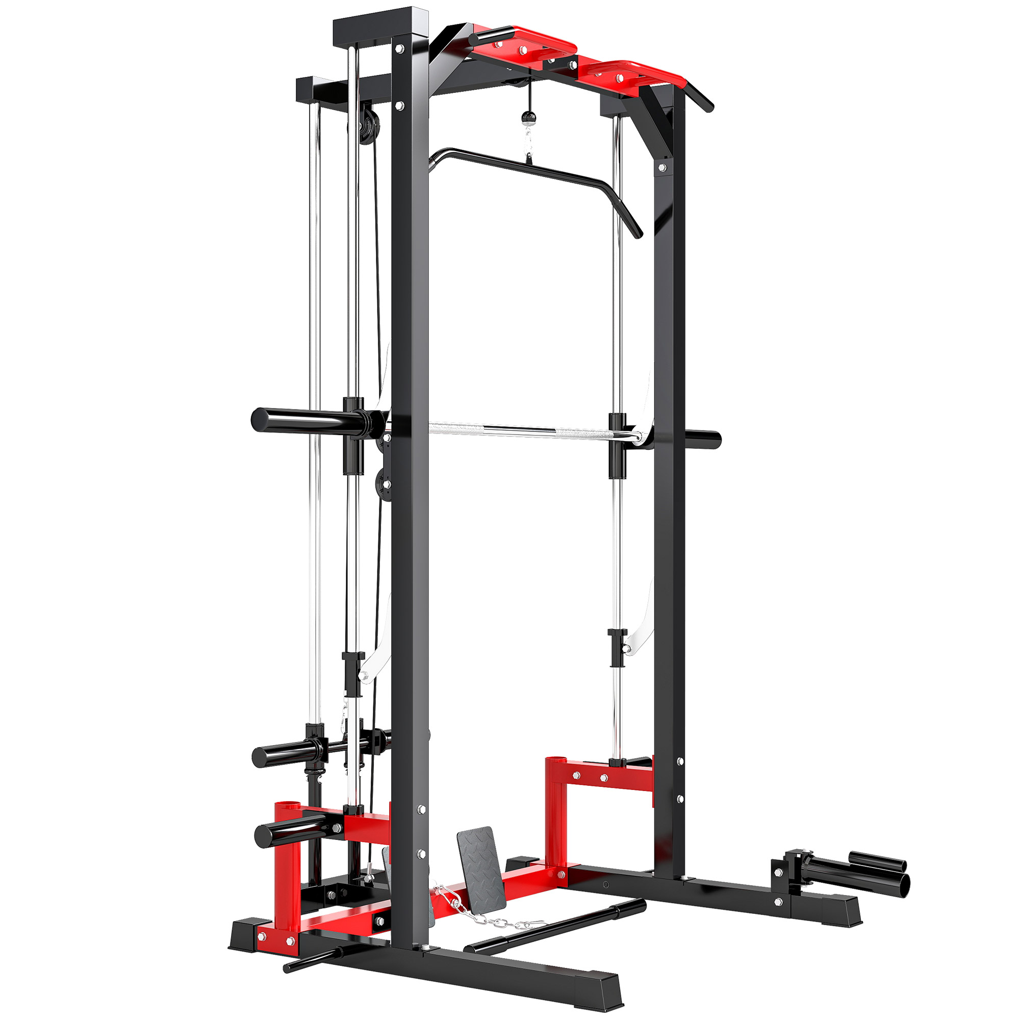 KORRAVELL Cable Crossover Machine and Multi-Fuction Power Rack with Pull Up Bar - Black - Life Essentials
