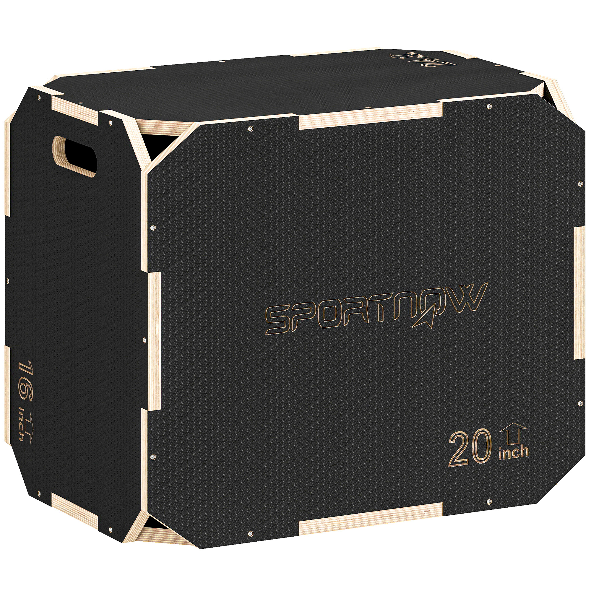 QORVANNIS Non-Slip Plyo Corner-free Wooden Jump Box Black - 20 Inch - Life Essentials