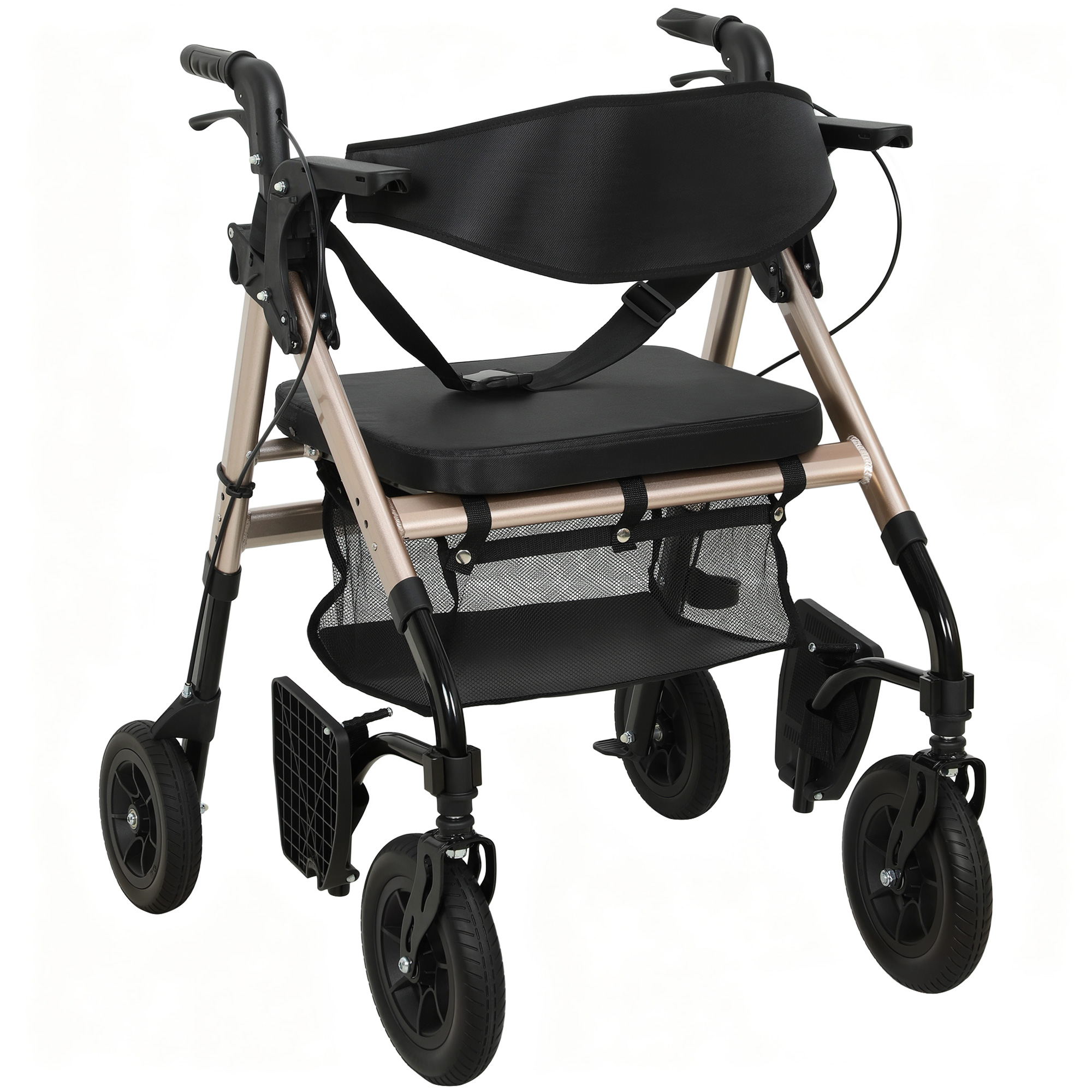 VORALISSE Rollator Walker Wheelchair with Seat - Black - Life Essentials