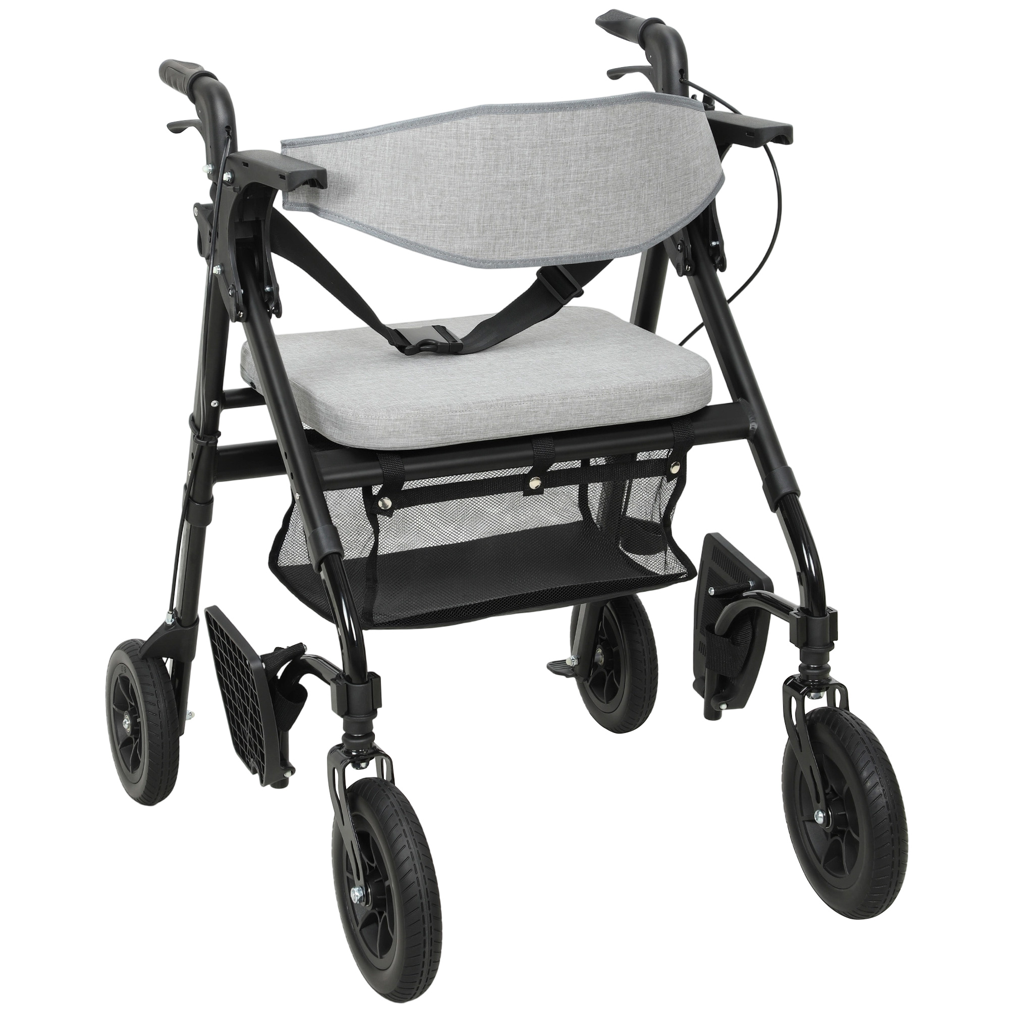VORALISSE Rollator Walker Wheelchair with Seat - Grey - Life Essentials