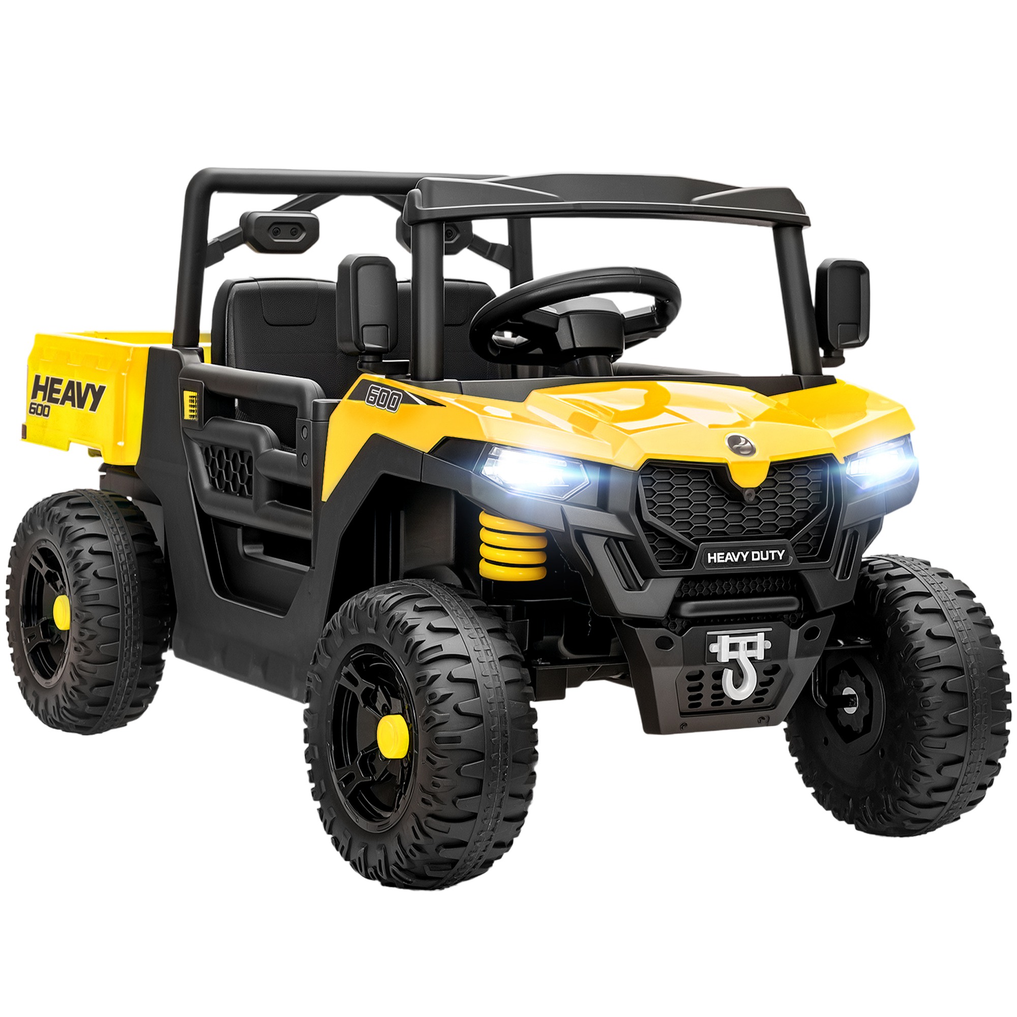 WYNQELLIS 12V Kids Electric Car with Electric Dumb Bed, Wheel Suspension - Yellow - Life Essentials