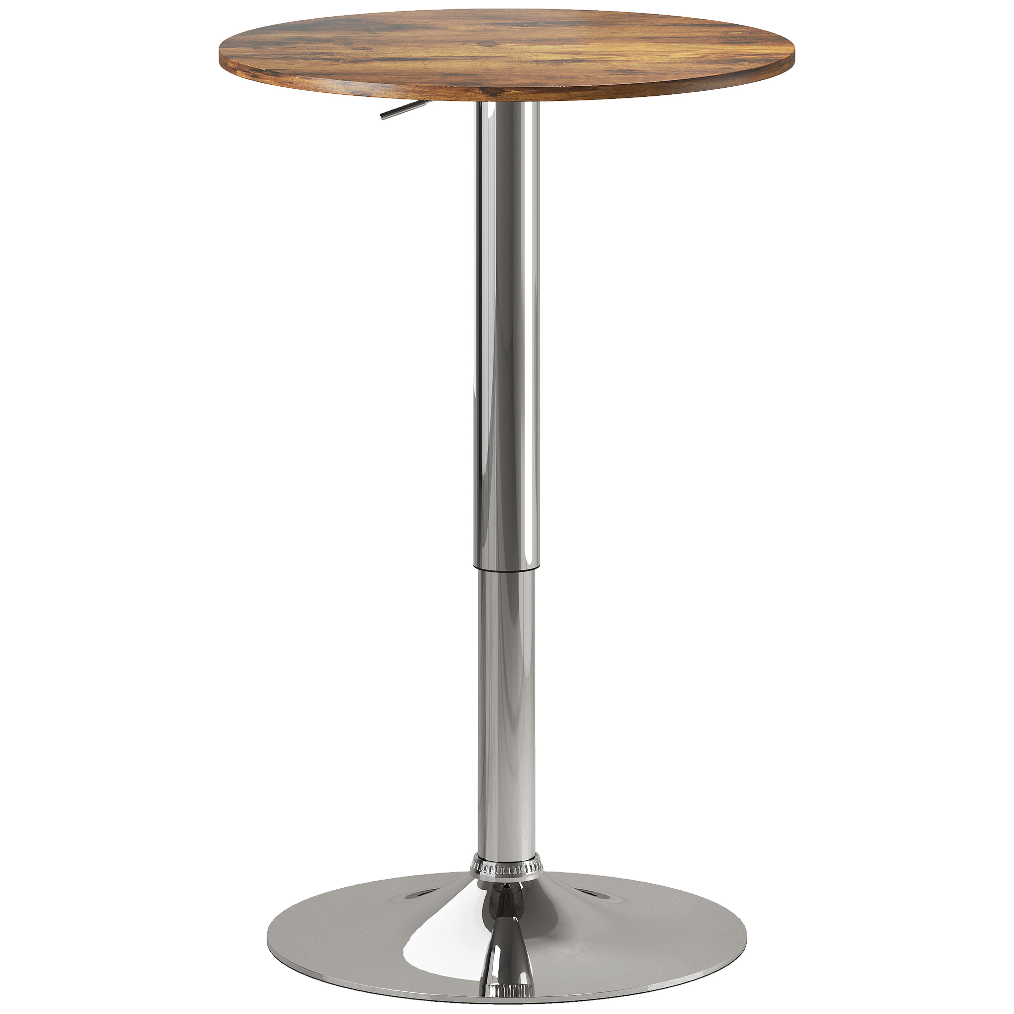 EVARLITH Round 360 Degree Swivel Counter Bar Table with Adjustable Height - Rustic Brown - Life Essentials
