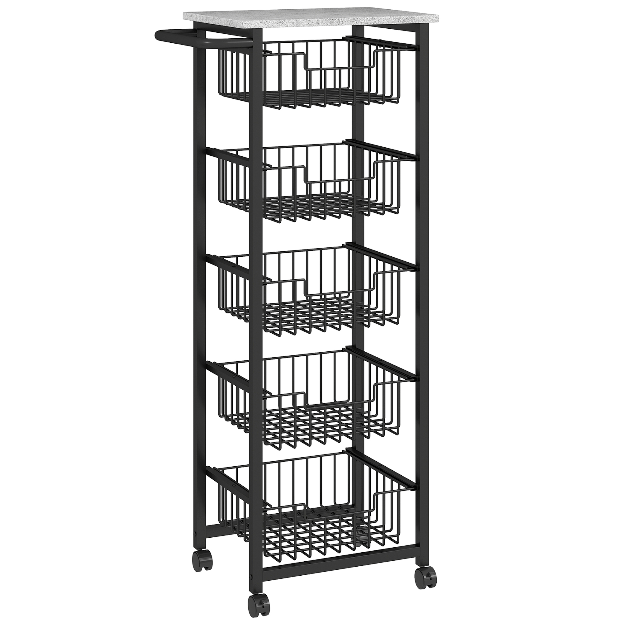ESHRALLE Five Basket Island with Brakes - Black and Grey - Life Essentials
