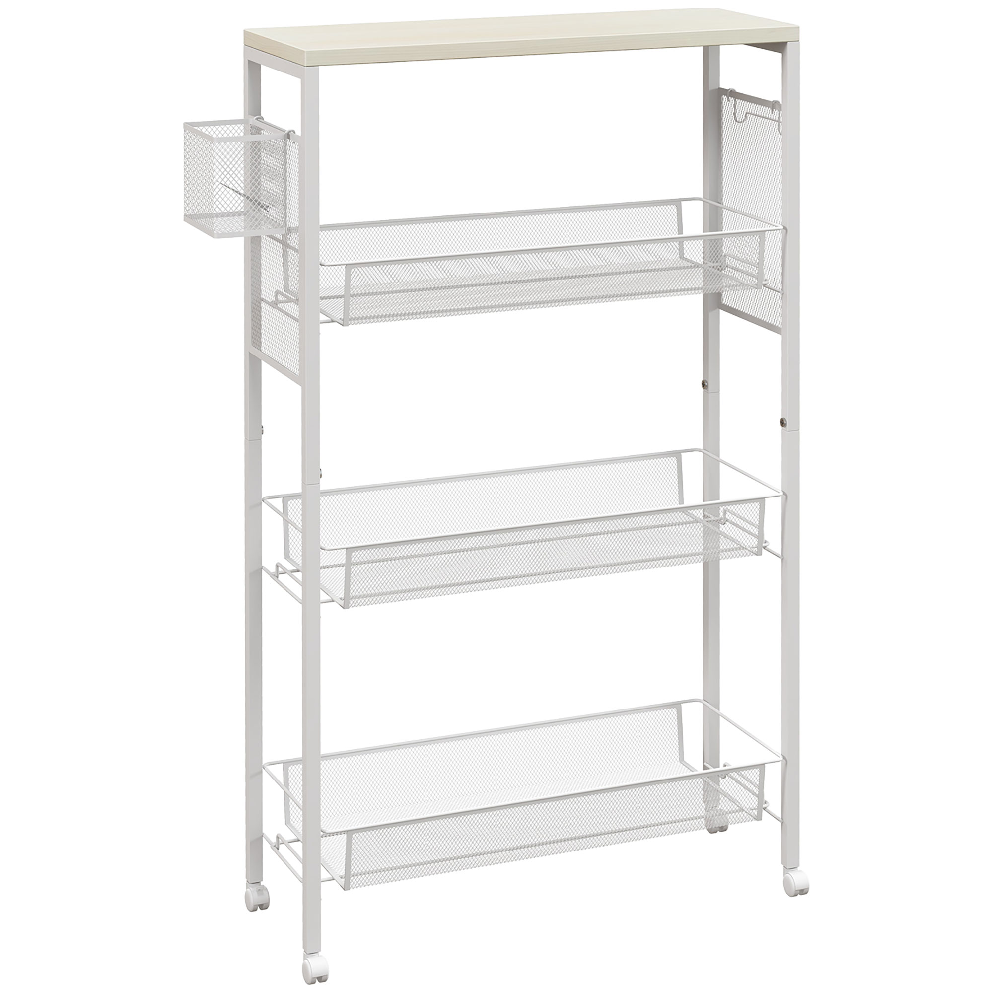 VORNMERE 3 Tier Island with 3 Wire Baskets - White - Life Essentials