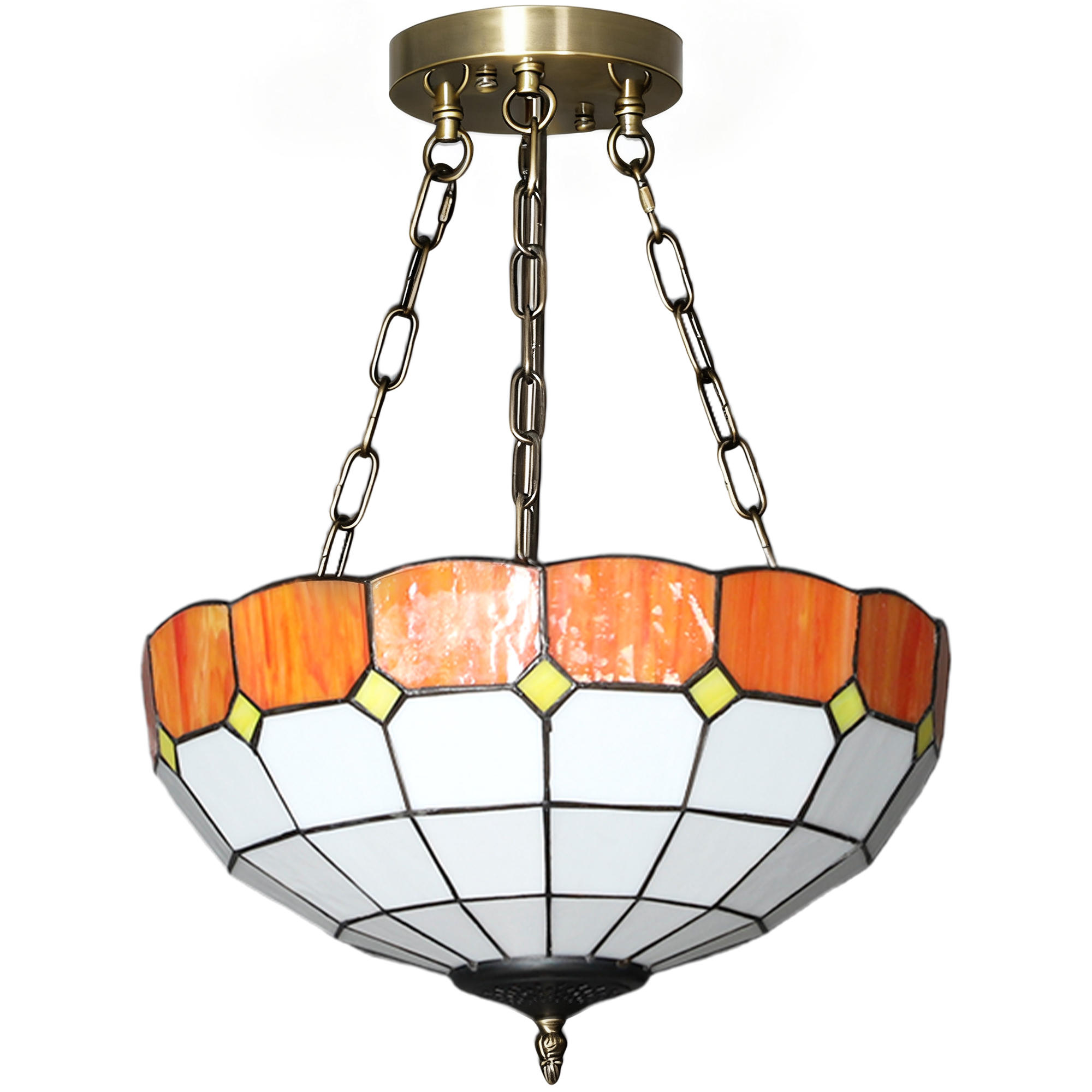 BRENTHYR Vintage Chandelier with 3 E27 Sockets and Semi Flush Mount - Orange - Life Essentials