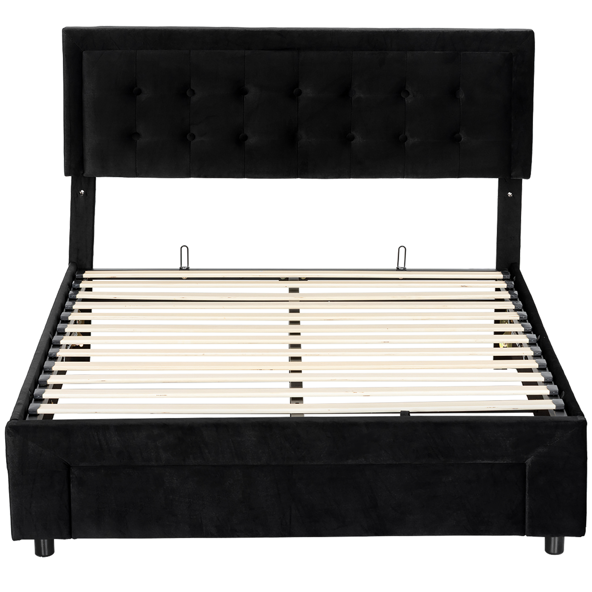 XERYTHRA Kingsize Ottoman Storage Bed with Front Drawer - Black - Life Essentials