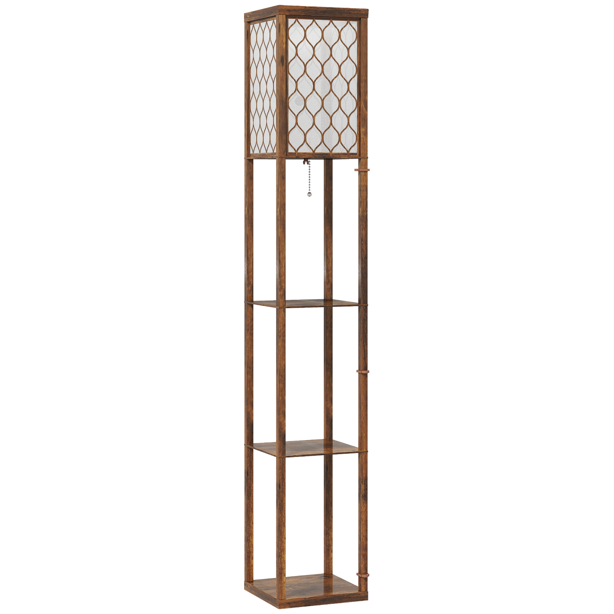 ASTRADELL Floor Lamp with Three Shelf - Rustic Brown - Life Essentials