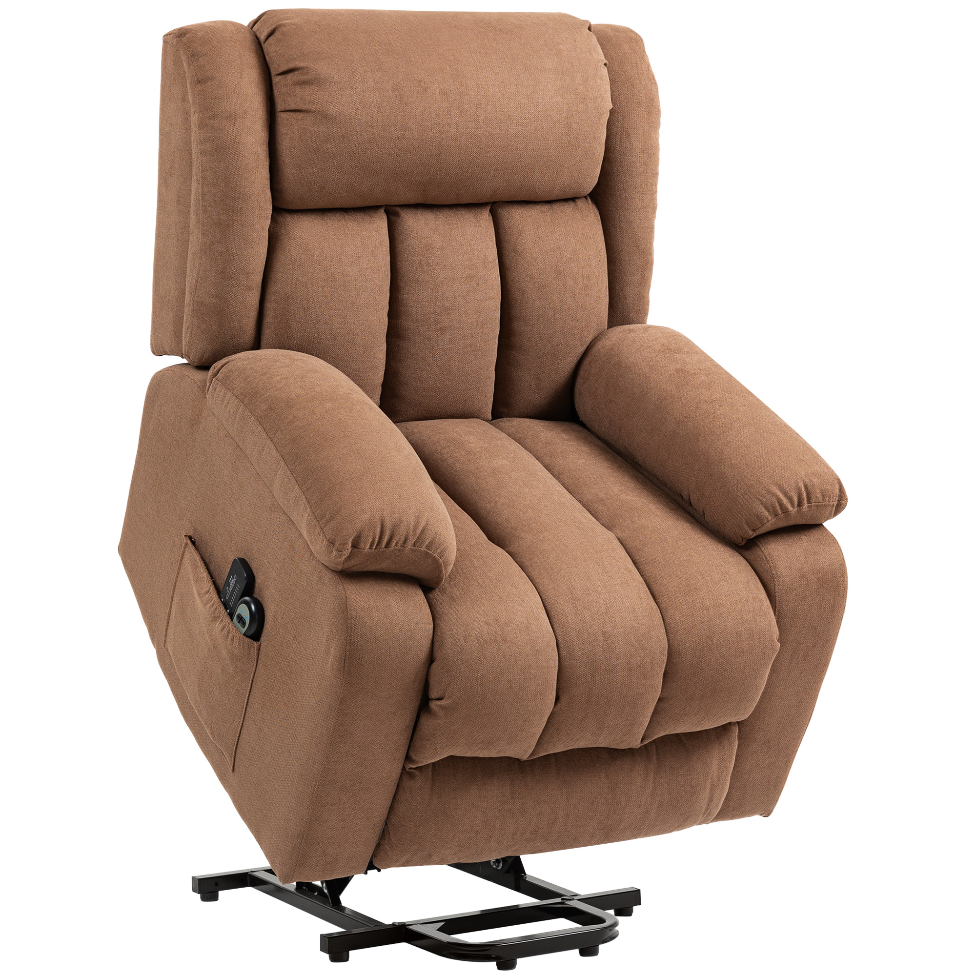 MARVEXEN Power Lift Recliner Massage Chair with Footrest, Remote and Side Pocket - Brown - Life Essentials