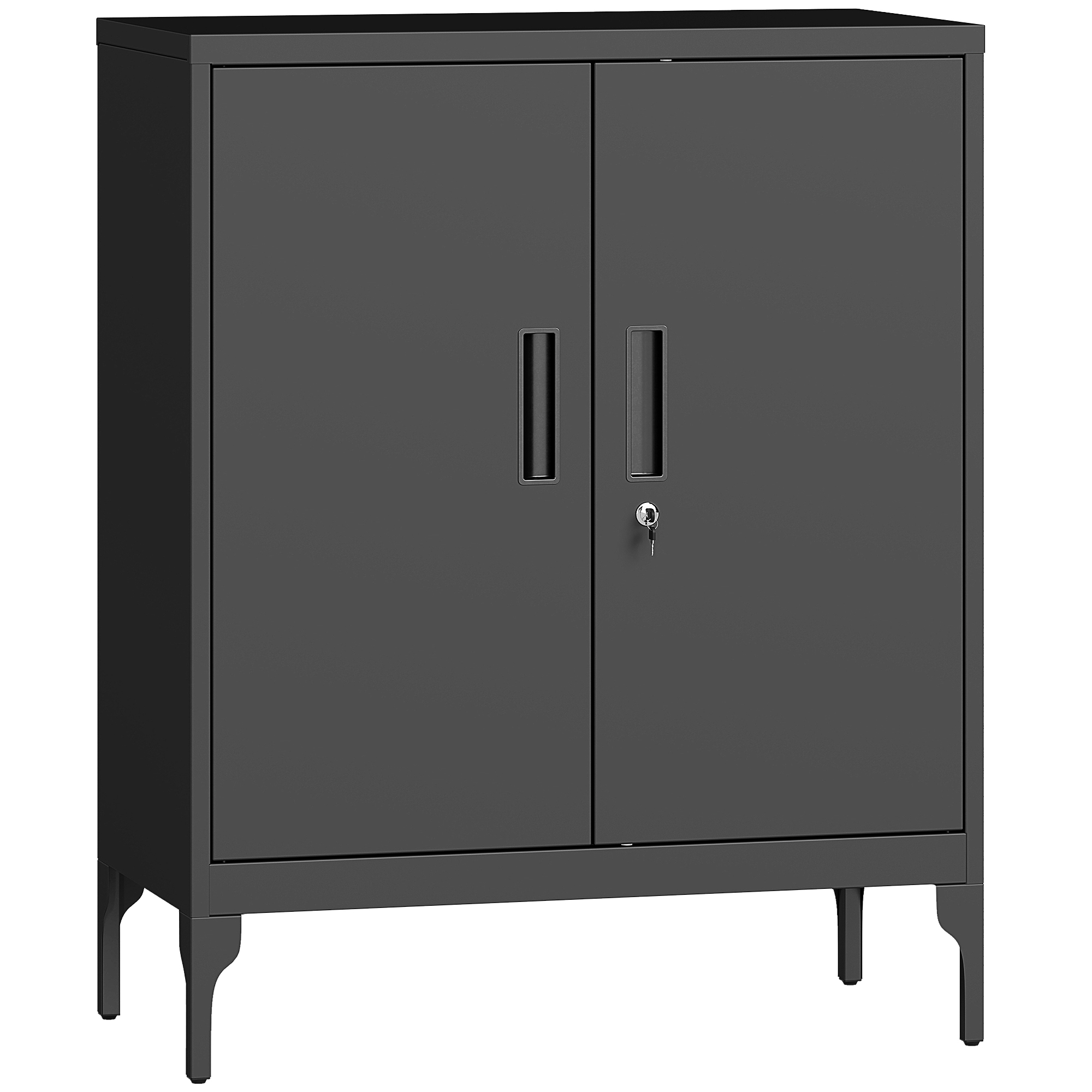 ARVANIX Metal Filing Cabinet with Lock and Adjustable Shelves - Black - Life Essentials