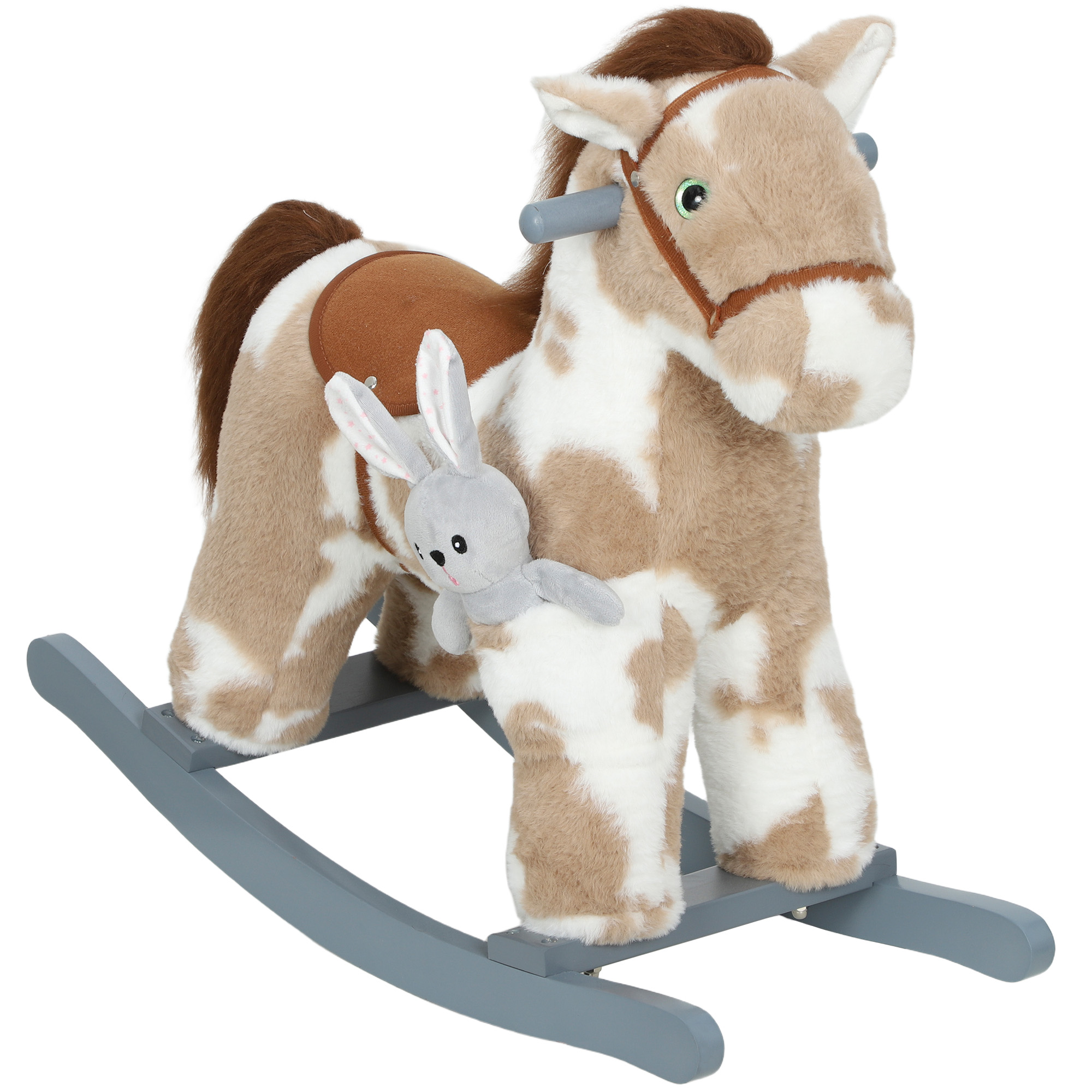 ELSYNTRA Baby Rocking Horse, Plush Animal with Realistic Sound and Toy for Kids Aged - Brown - Life Essentials