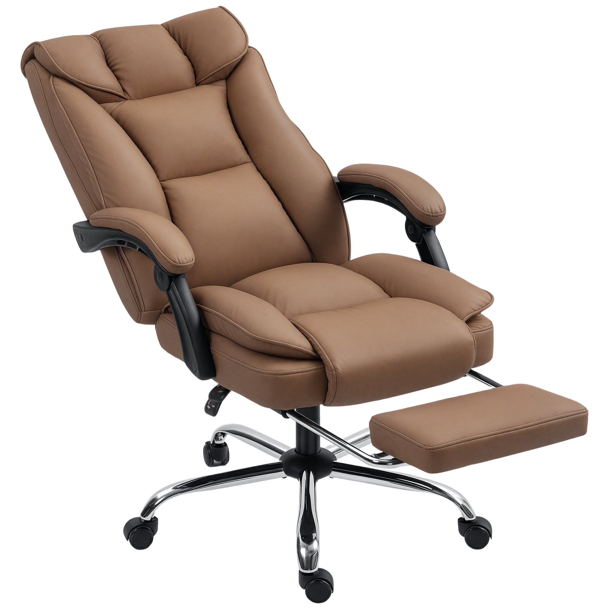 VERWOODEN Faux Leather Swivel Office Chair - Brown - Life Essentials