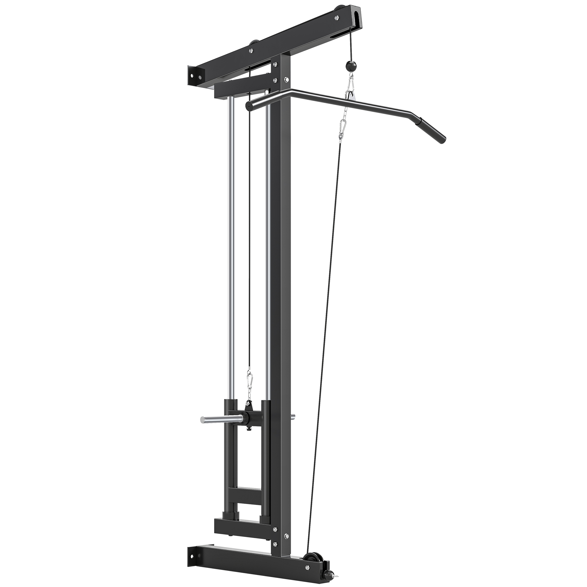 KALVYRN Wall Mounted Lat Pull Down Machine, Crossover Cable Machine with High & Low Pulleys - Black - Life Essentials