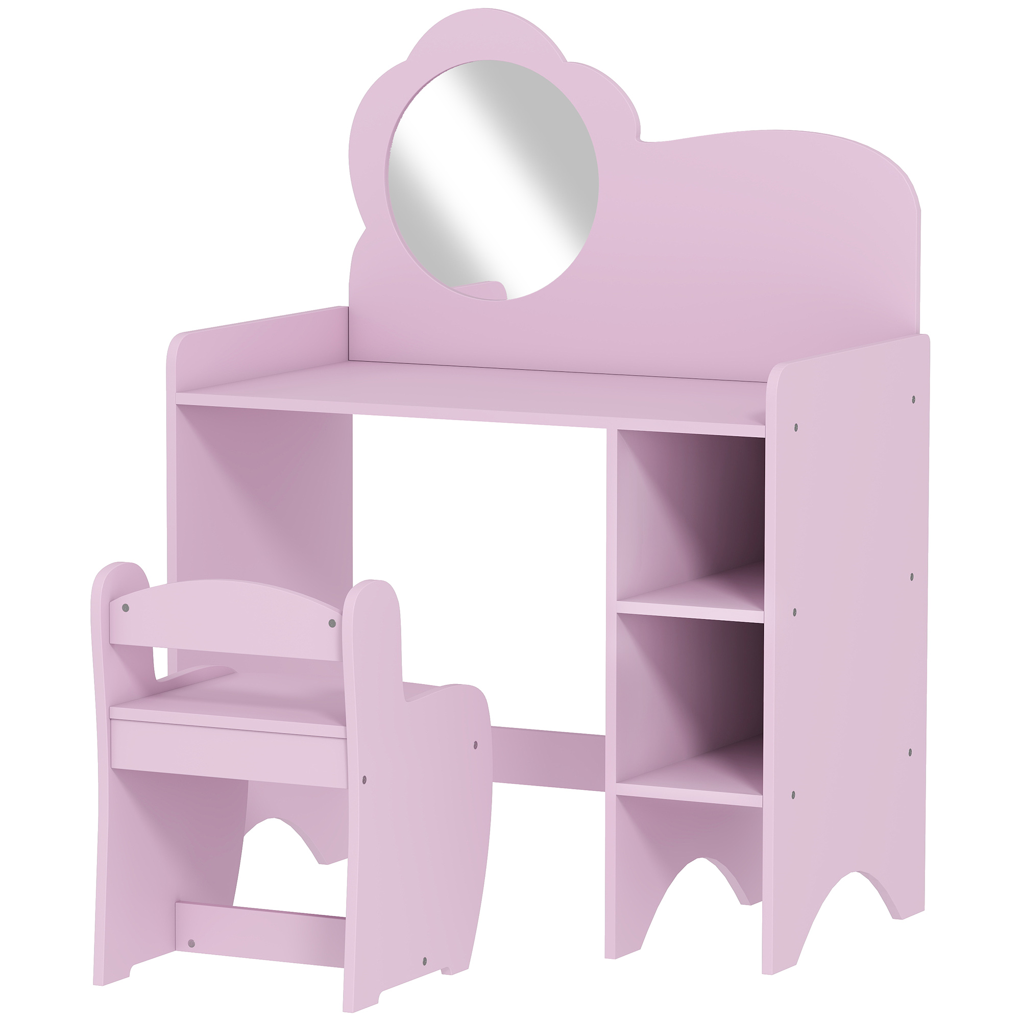 FELVARRA Kids Dressing Table with Stool, Mirror and Shelves for Ages 3-8 - Purple - Life Essentials