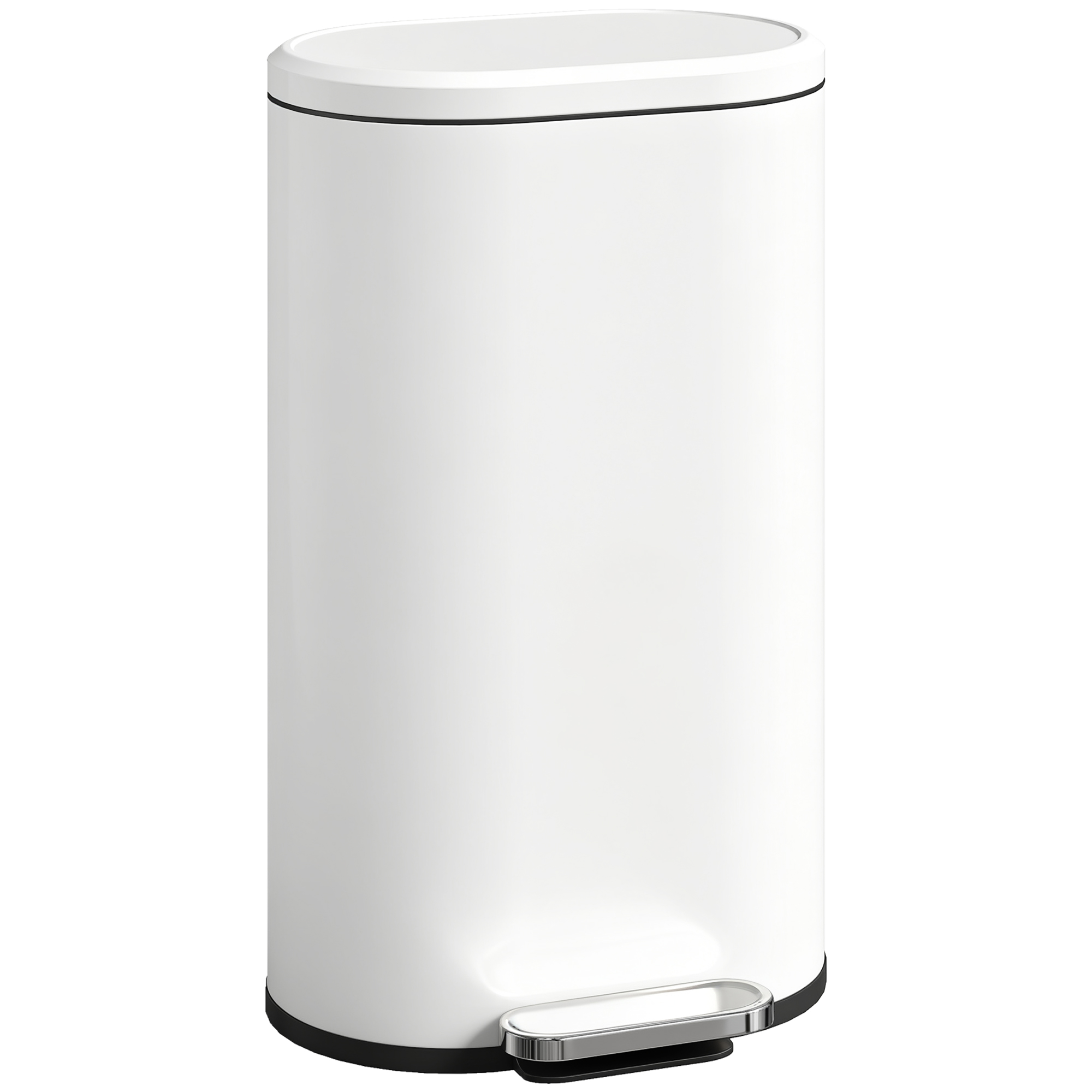 SAVRIA 30L Modern Curved Rubbish Bin - Cream - Life Essentials